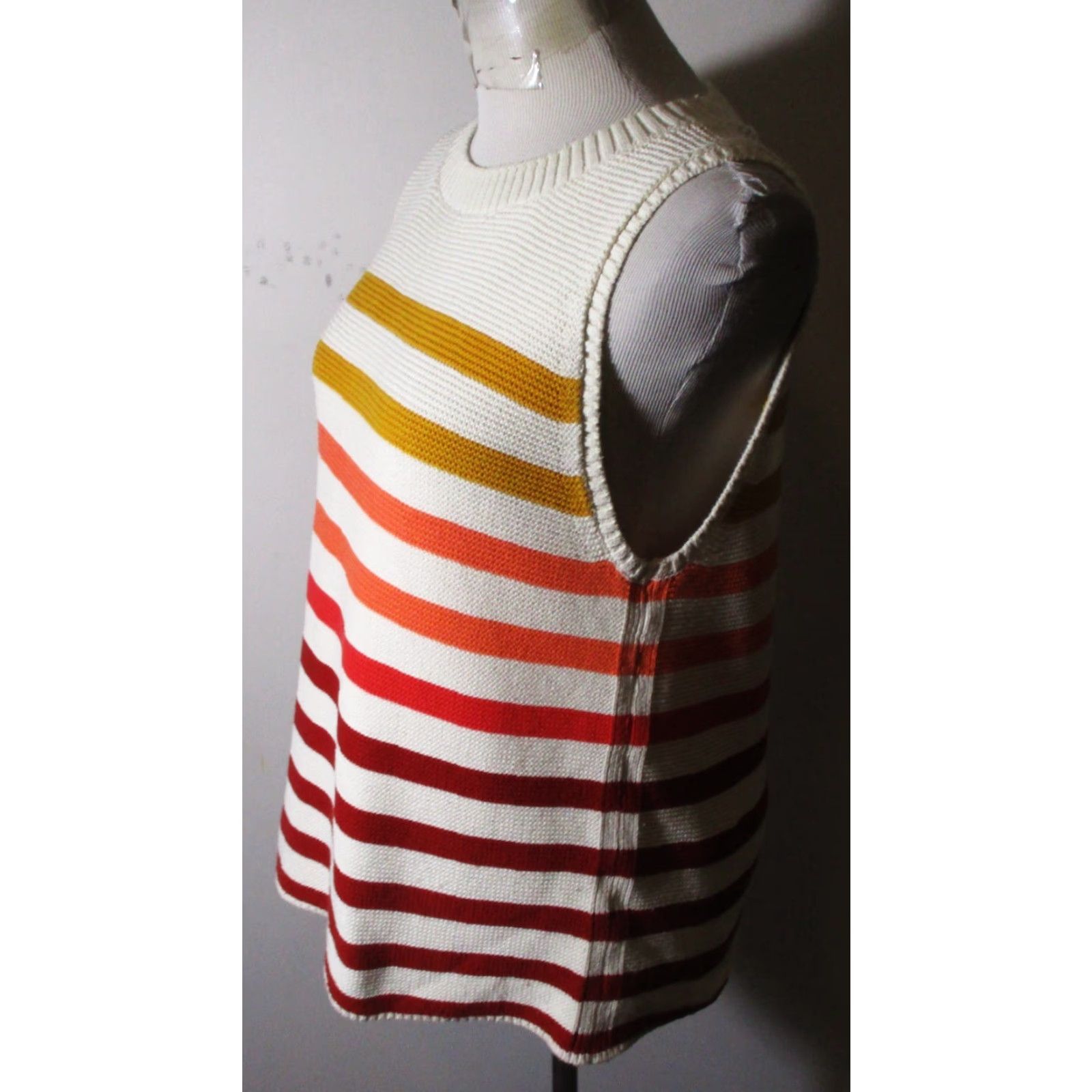 Lucky Brand LUCKY BRAND Beige Rust Heavy Knit Sleeveless Top L Shirt Women Sleeveless Printed Striped Casual Knits 2000s? Size L / US 10 / IT 46 - 4 Thumbnail