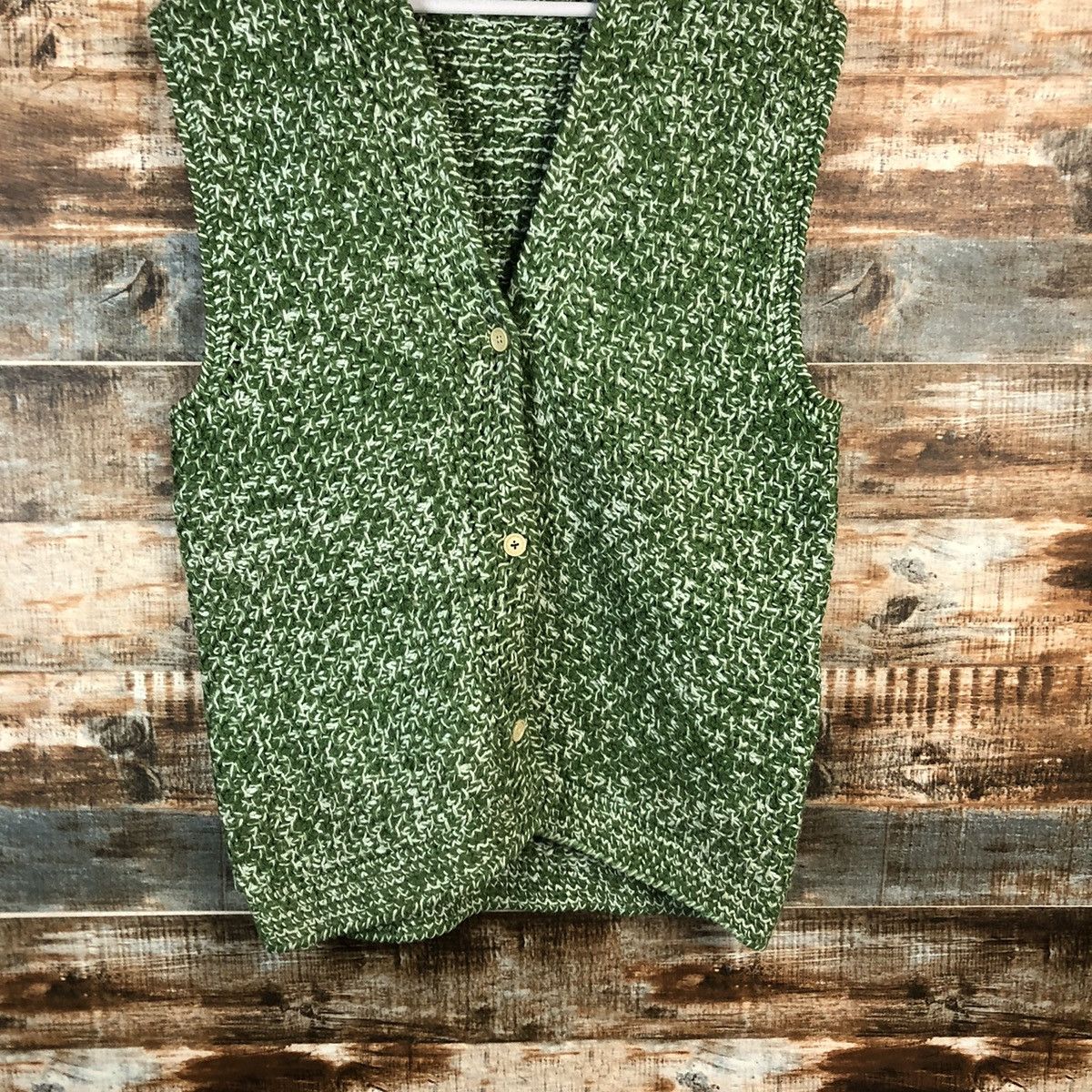 Handmade Hand Made vintage Green Vest Knitwear #A2190 Size US M / EU 48-50 / 2 - 3 Thumbnail