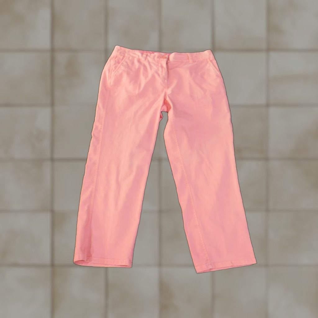 Vintage Crown & Ivy Pants Ladies 6 Pink Straight Chino Casual Regular Inseam 24 in Cotton Spandex Knit Size 28" / US 6 / IT 42 - 1 Thumbnail