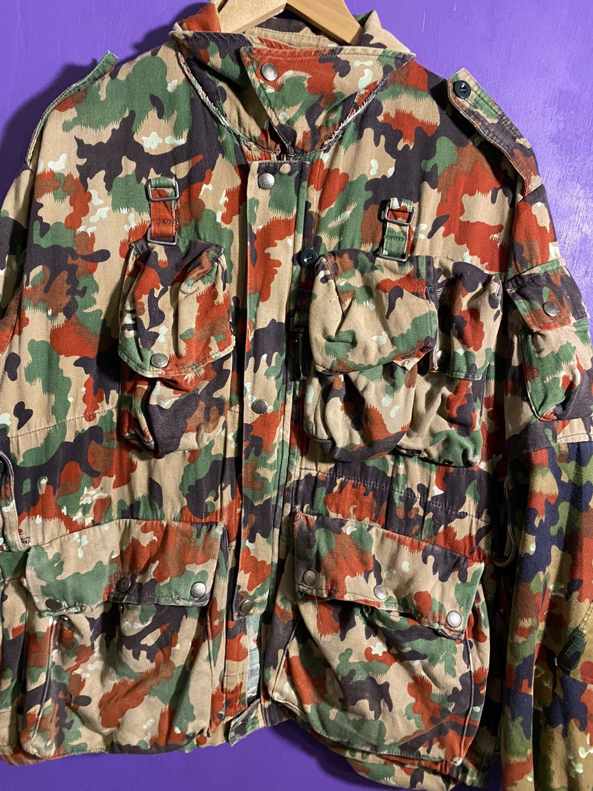 Vintage Vintage Swiss army Camo cargo snipers jacket Size US XL / EU 56 / 4 - 3 Thumbnail