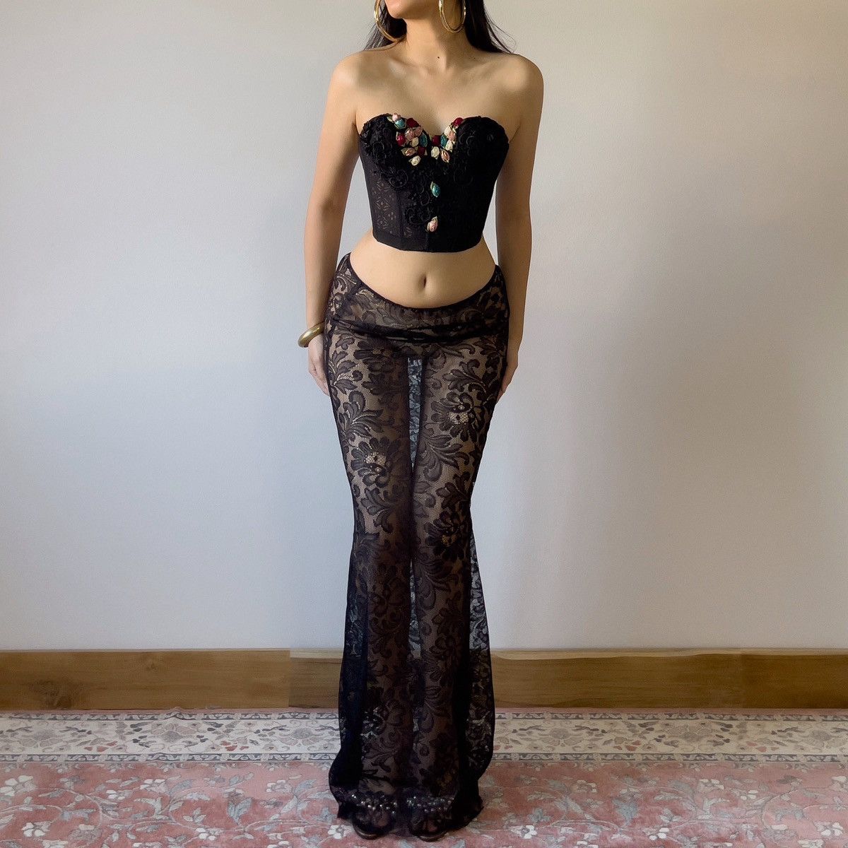 Vintage Vintage 1980's Black Lace Corset Top (32B/30C) Size ONE SIZE - 7 Thumbnail