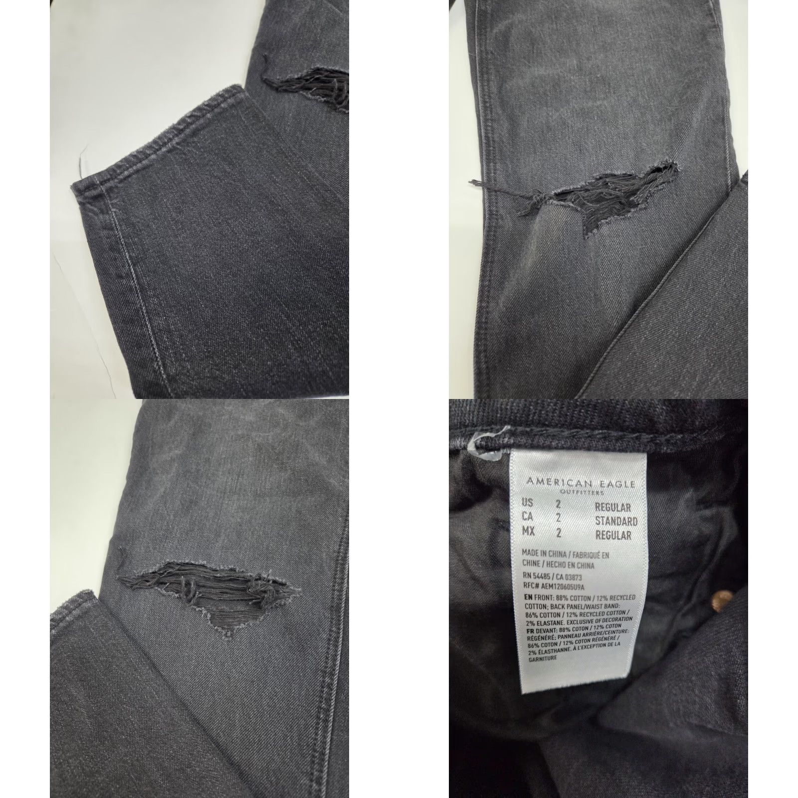 American Eagle Outfitters VINTAGE NWT American Eagle Strigid Super High Rise Destroyed Blk Mom Jean Size 2 #8084 Size 26" / US 2 / IT 38 - 9 Thumbnail