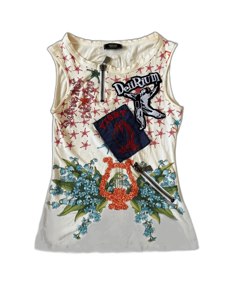 Versace Vintage Versace Embroidered Graphic Tank Top Size S / US 4 / IT 40 - 1 Thumbnail
