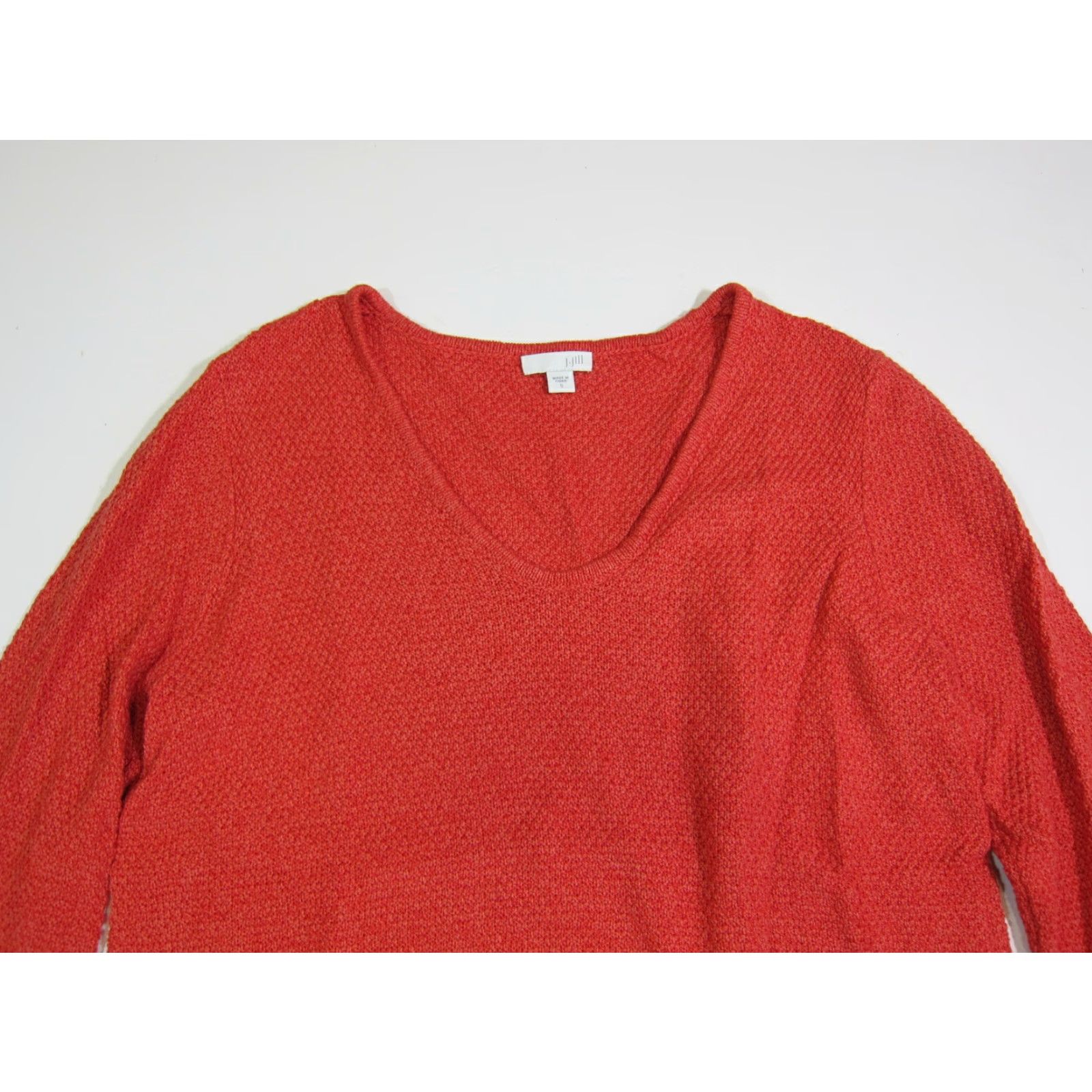 J. Jill J.Jill Coral Pink Cotton Knit V-Neck Long Sleeve Sweater Women Size Small Size S / US 4 / IT 40 - 5 Thumbnail