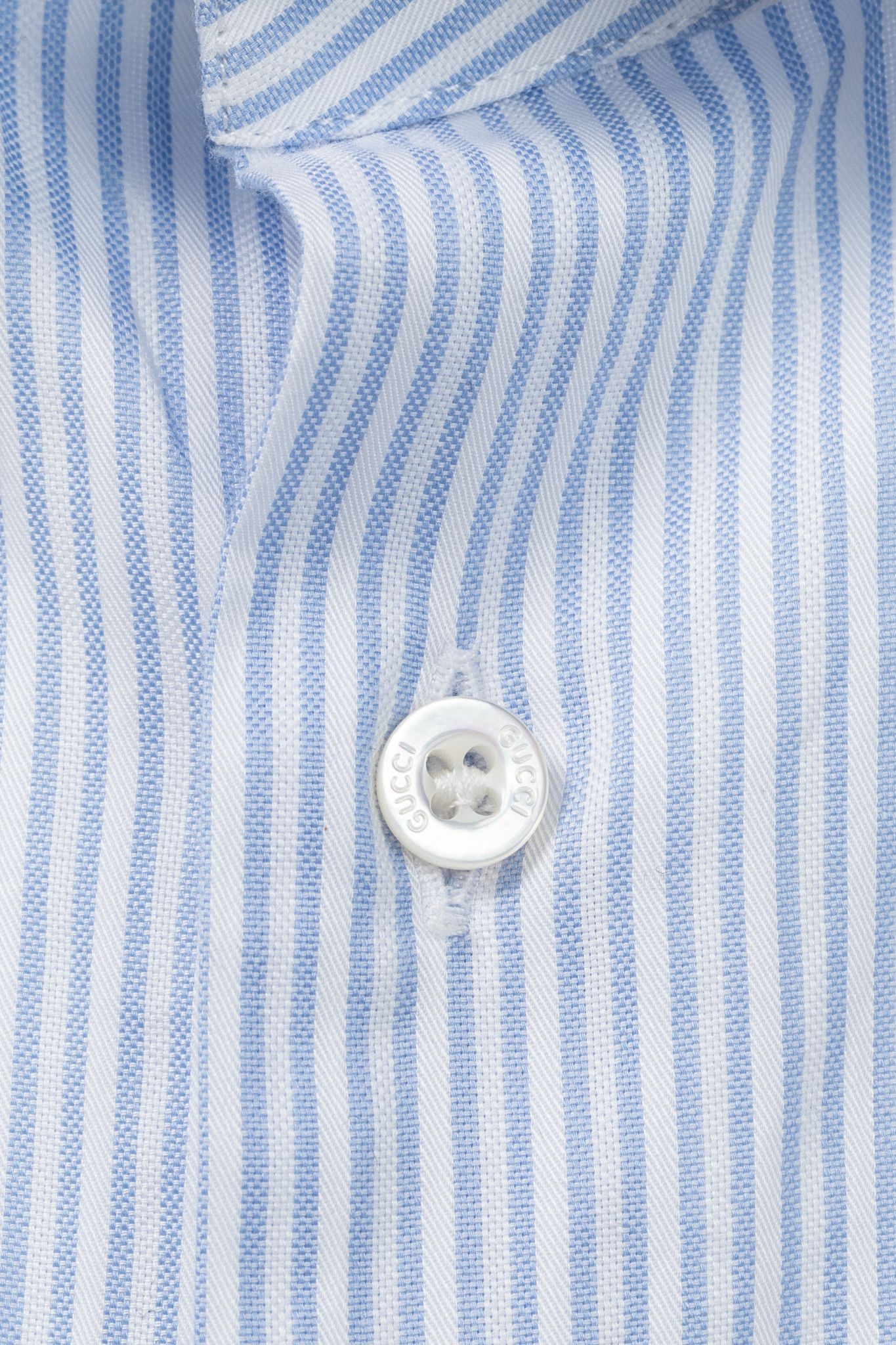 Gucci Gucci Blue & White Striped Cotton-Poplin Buttoned Shirt Size US M / EU 48-50 / 2 - 9 Thumbnail