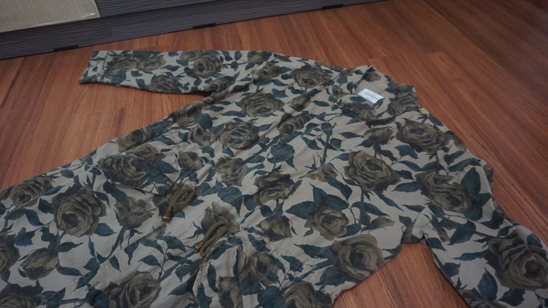 image of Vintage Parka Flower Printed By Acidic Flower in Green, Men's (Size Large)