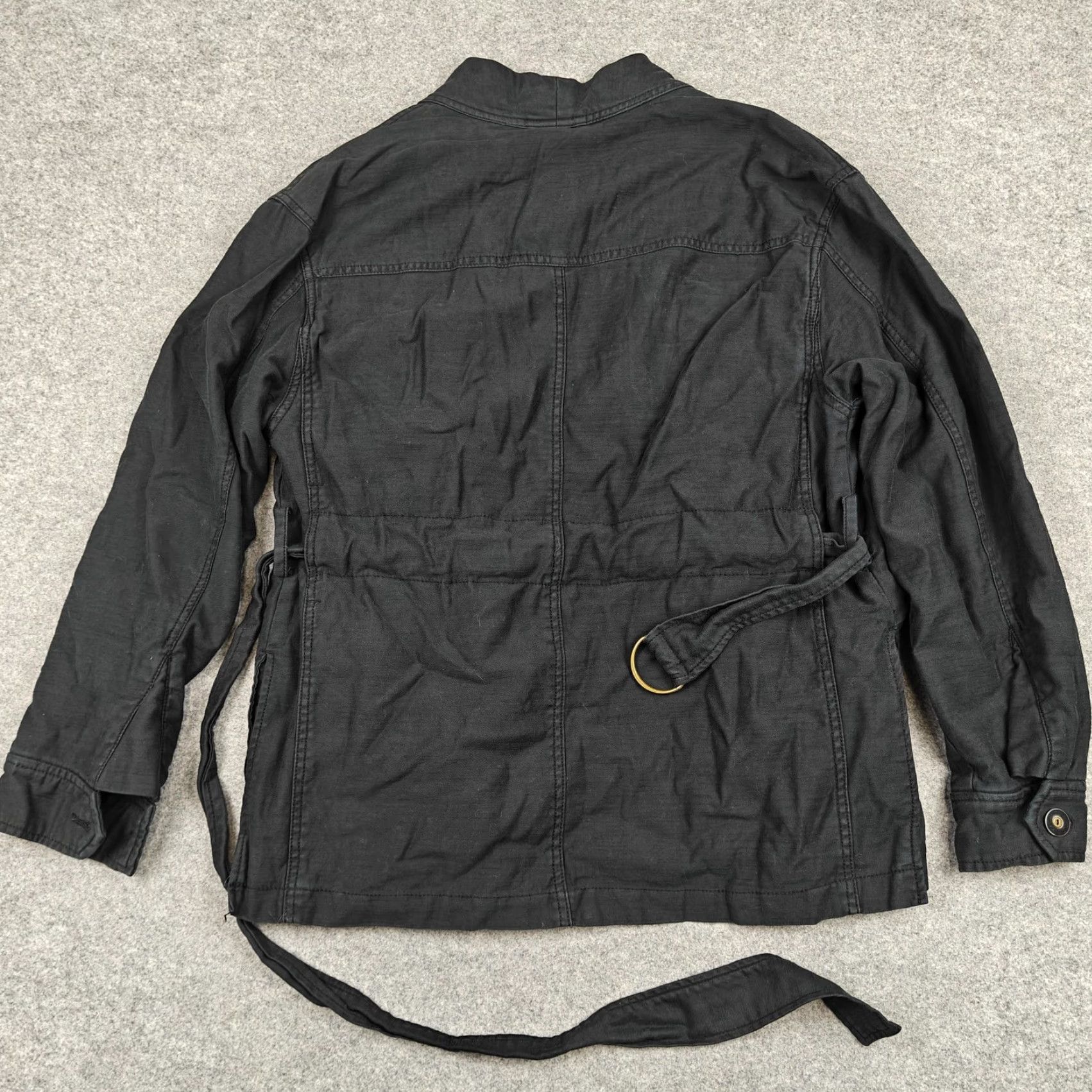 Free People Free People Jacket Womens Small Black Canvas Belted Pockets Open Front Size S / US 4 / IT 40 - 5 Thumbnail