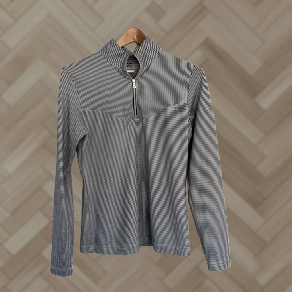 Cutter & Buck Cutter & Buck Womens Black White Striped 1/4 Zip Golf XS Pullover Shirt Size ONE SIZE - 1 Thumbnail