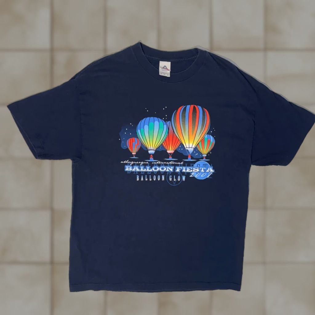 AAA VINTAGE Balloon Fiesta Balloon Glow Albuquerque New Mexico Festival Y2K Tshirt XL Blue Logo Men Regular Short Sleeve Cotton Jersey Size US XL / EU 56 / 4 - 1 Thumbnail