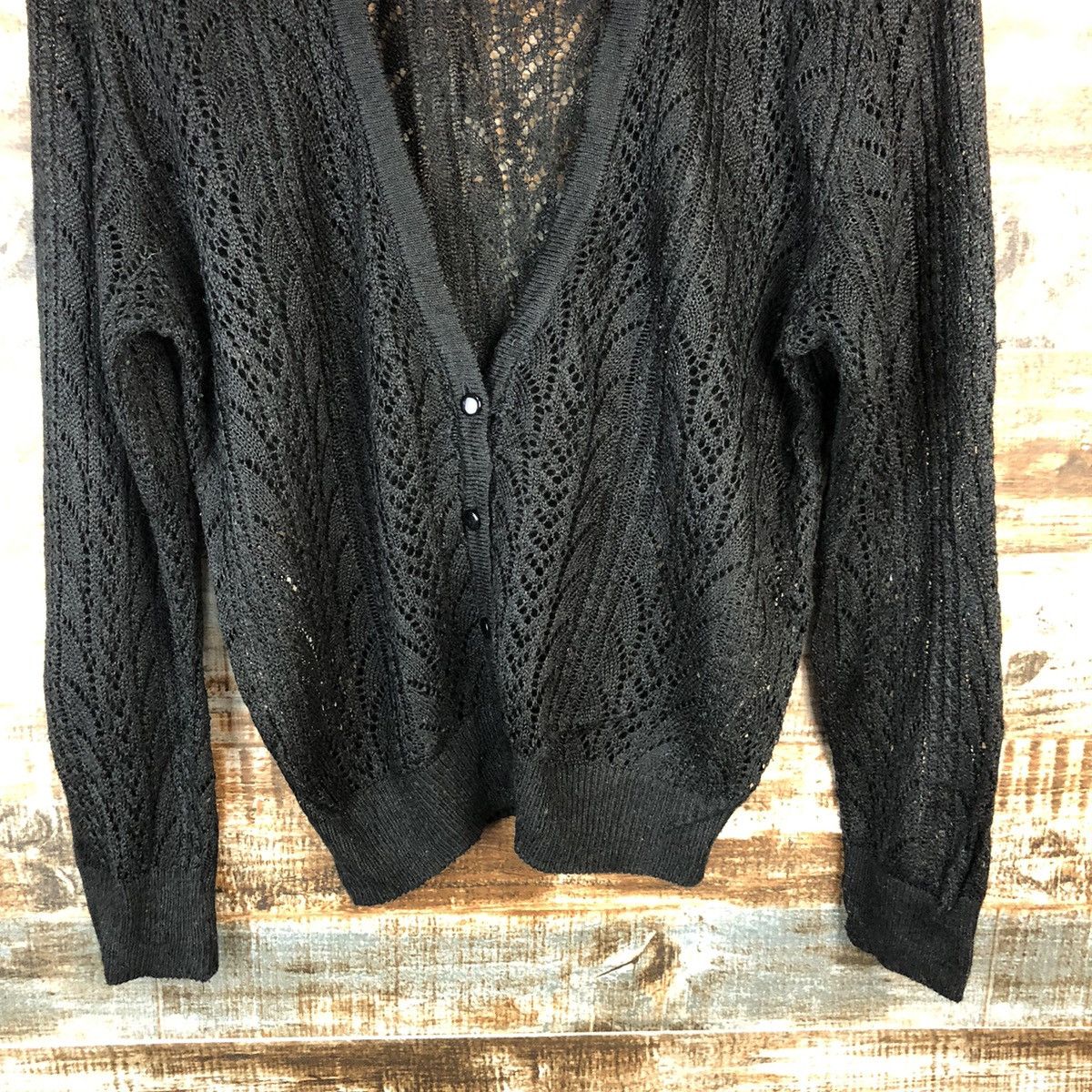 Japanese Brand Japan vintage crochet mesh net Cardigan Knitwear #A1636 Size L / US 10 / IT 46 - 6 Thumbnail