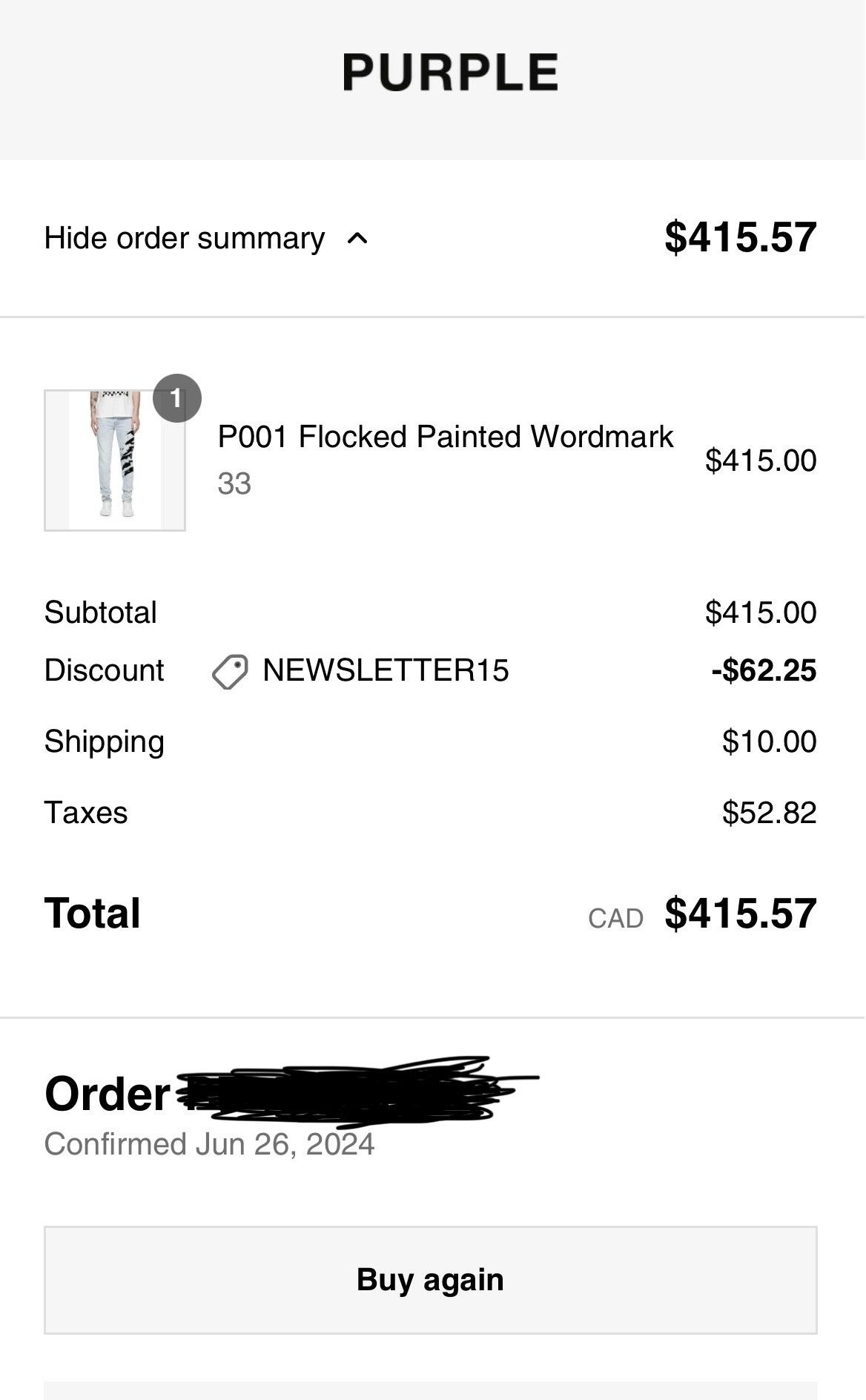 Purple Brand Purple Brand Denim P001-PTLI423-33 "Flock Painted Wordmark" Size US 33 - 21 Thumbnail