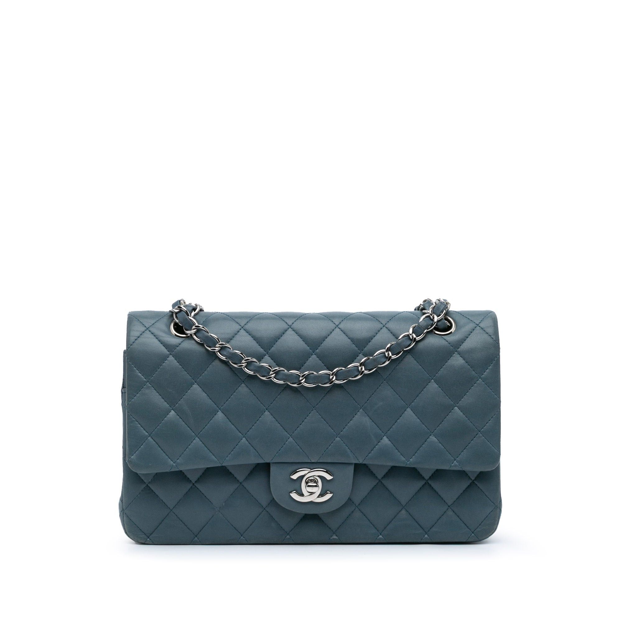 Chanel Chanel Medium Classic Lambskin Double Flap Blue Size ONE SIZE - 1 Thumbnail