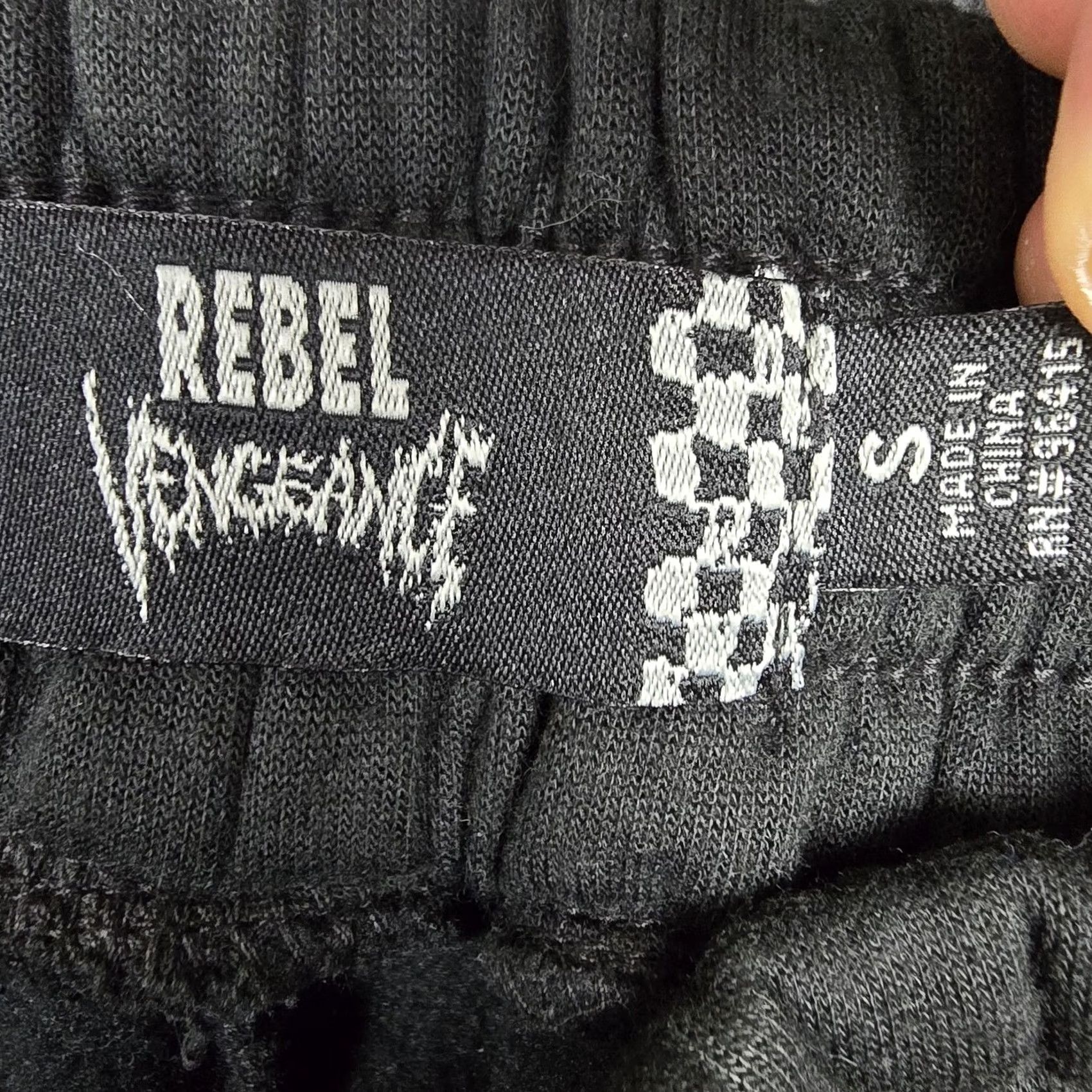 Vintage Rebel Vengeance Pants Mens Small Black Fleece Sweatpants Patchwork Size US 29 - 3 Thumbnail