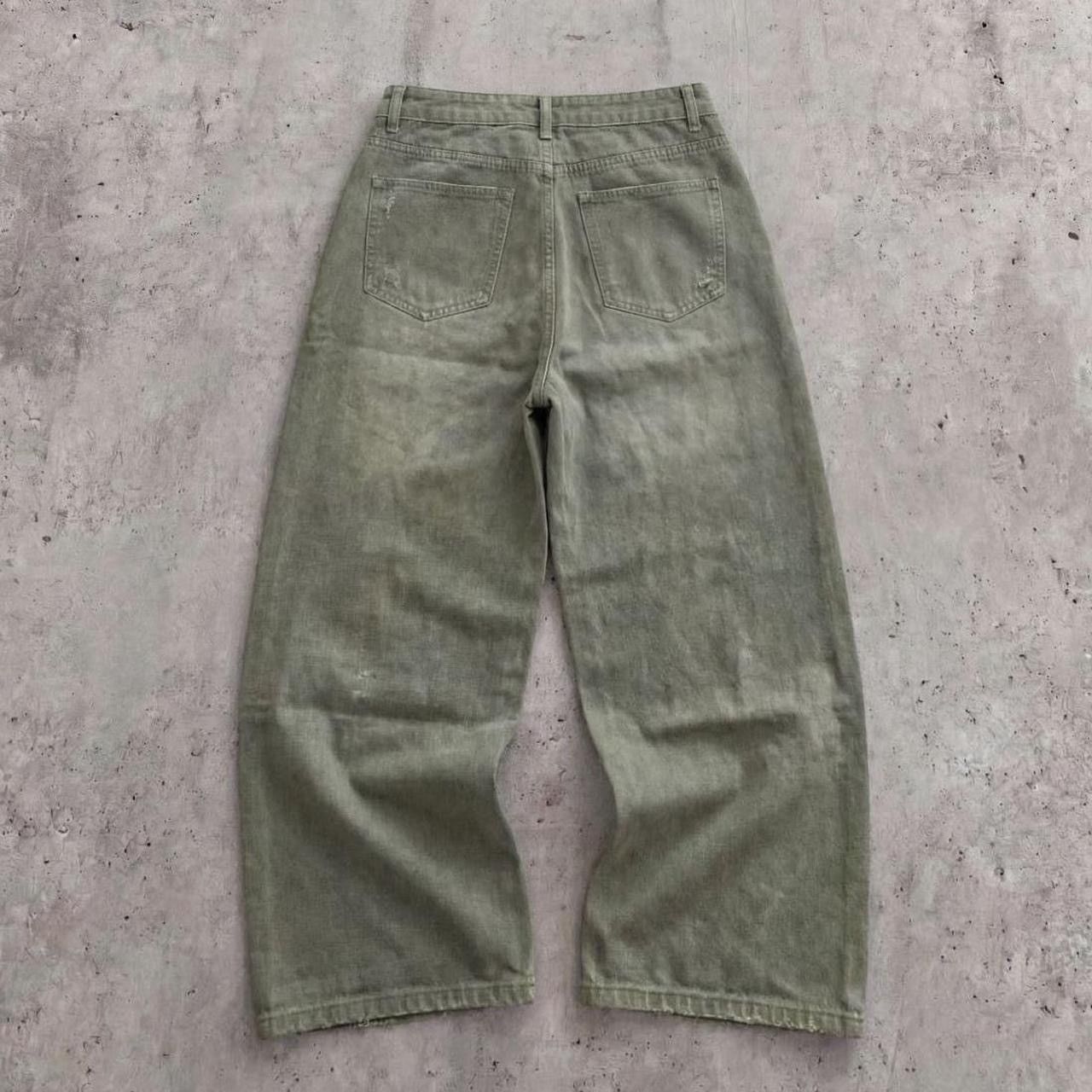 Other Thrashed Baggy Green Denim Jeans Size US 32 / EU 48 - 3 Thumbnail
