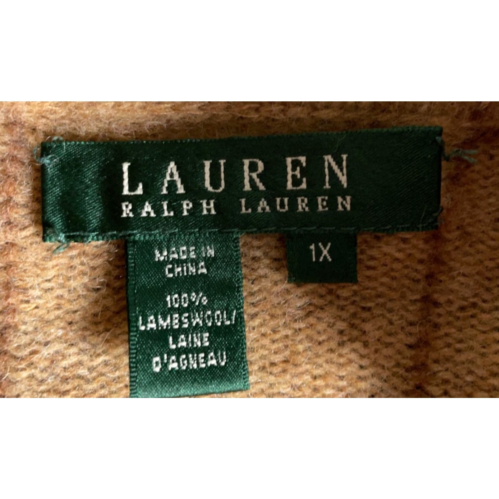 Ralph Lauren Lauren Ralph Lauren Wool Zip Sweater Cardigan Women's 1X Brown Check Pattern Mock Neck Full Zip Pockets 90s Preppy Wool Hand Wash Only Size XL / US 12-14 / IT 48-50 - 3 Thumbnail