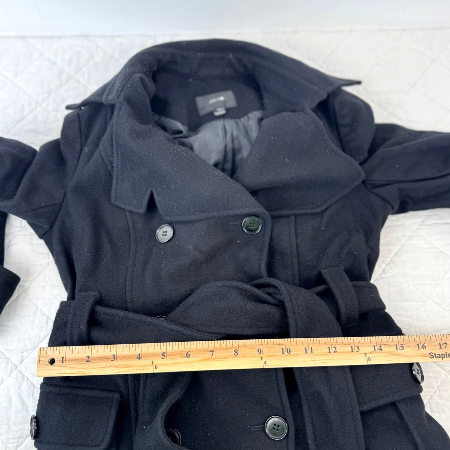 Vintage Joe's Jeans Black Wool Cashmere Blend Double Breasted Belted Trench Coat Small Size 28" / US 6 / IT 42 - 6 Thumbnail