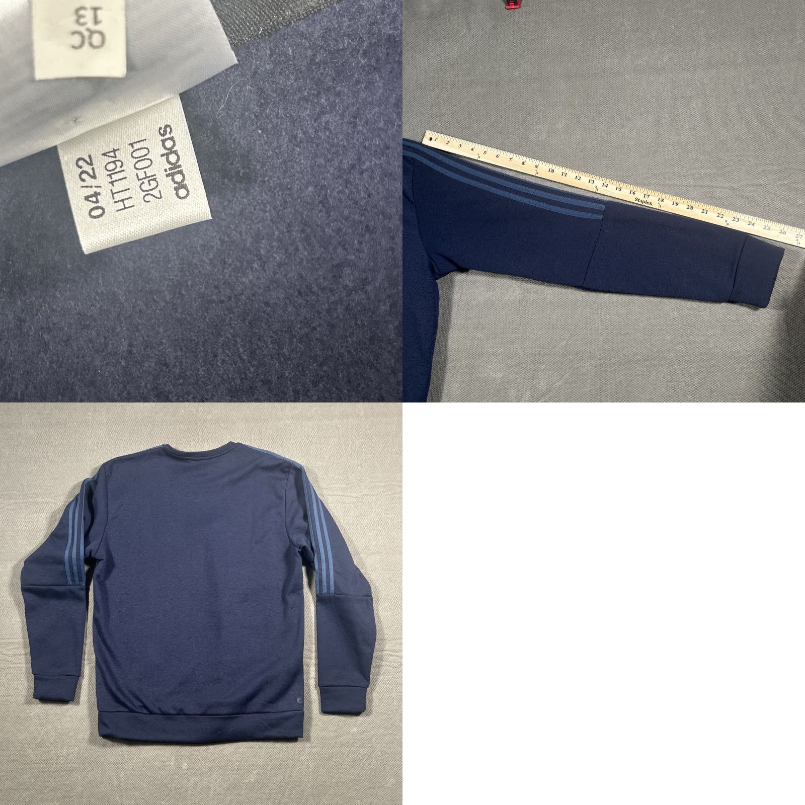 Adidas Adidas Sweatshirt Navy Blue Large Men's Long Sleeve Crew Neck Pullover NWT Regular Fit Size US L / EU 52-54 / 3 - 8 Thumbnail