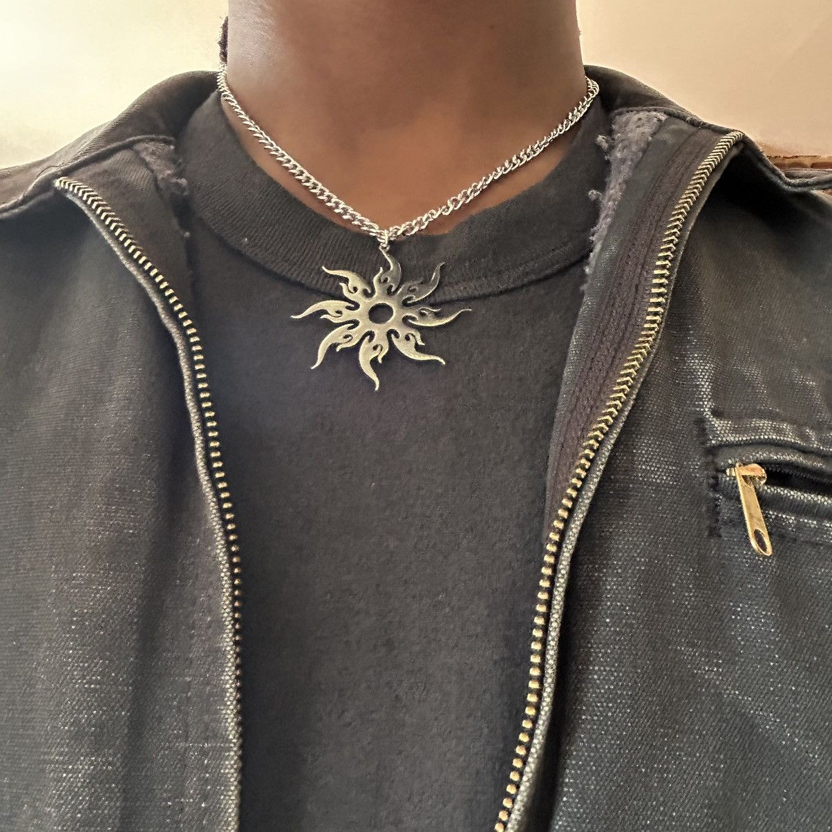 Japanese Brand × Vintage Y2K 2000s Bio Sun spike silver chrome pendant skater chain Size ONE SIZE - 2 Thumbnail