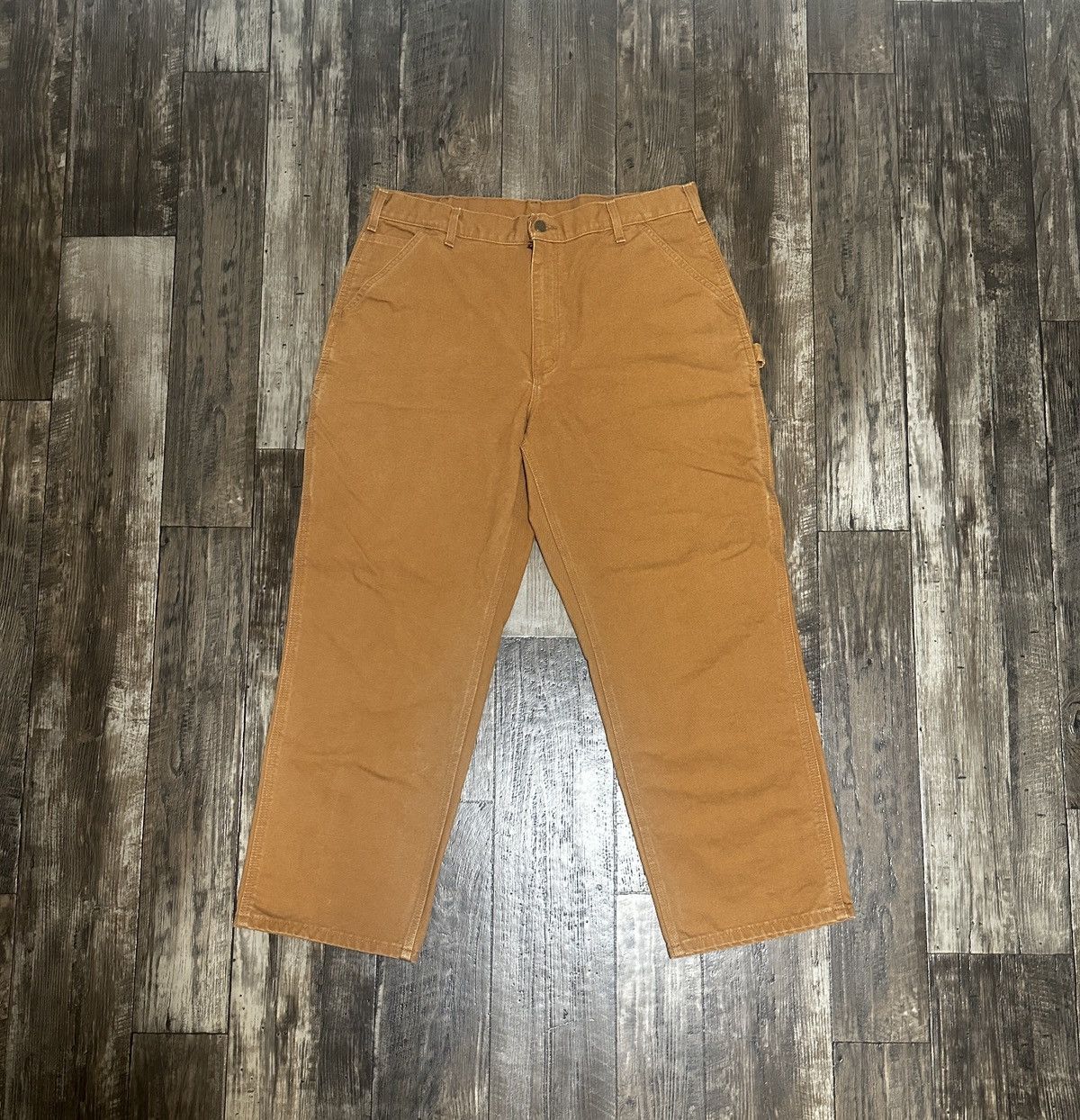 Carhartt × Vintage Vintage 90s Carhartt Brown Baggy Original Pants Size US 38 / EU 54 - 1 Thumbnail