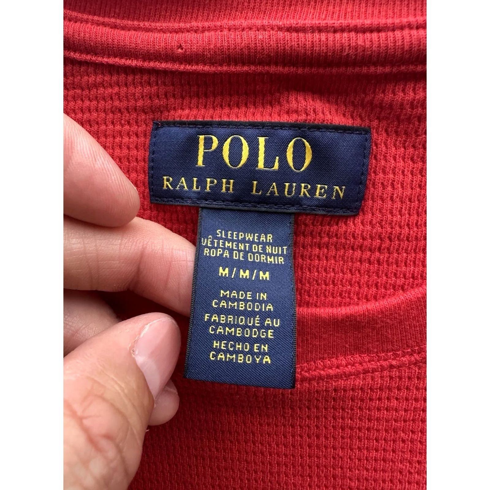 Ralph Lauren VINTAGE Ralph Lauren Polo Shirt Tee Mens M Red Waffle Knit Thermal Long Sleeve Crew Neck Logo Pattern Solid Size US M / EU 48-50 / 2 - 4 Thumbnail