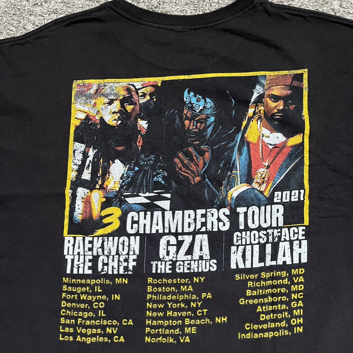 Wu-Tang Shirt Size Large 3 Chambers Tour WuTang Gza Raekwon