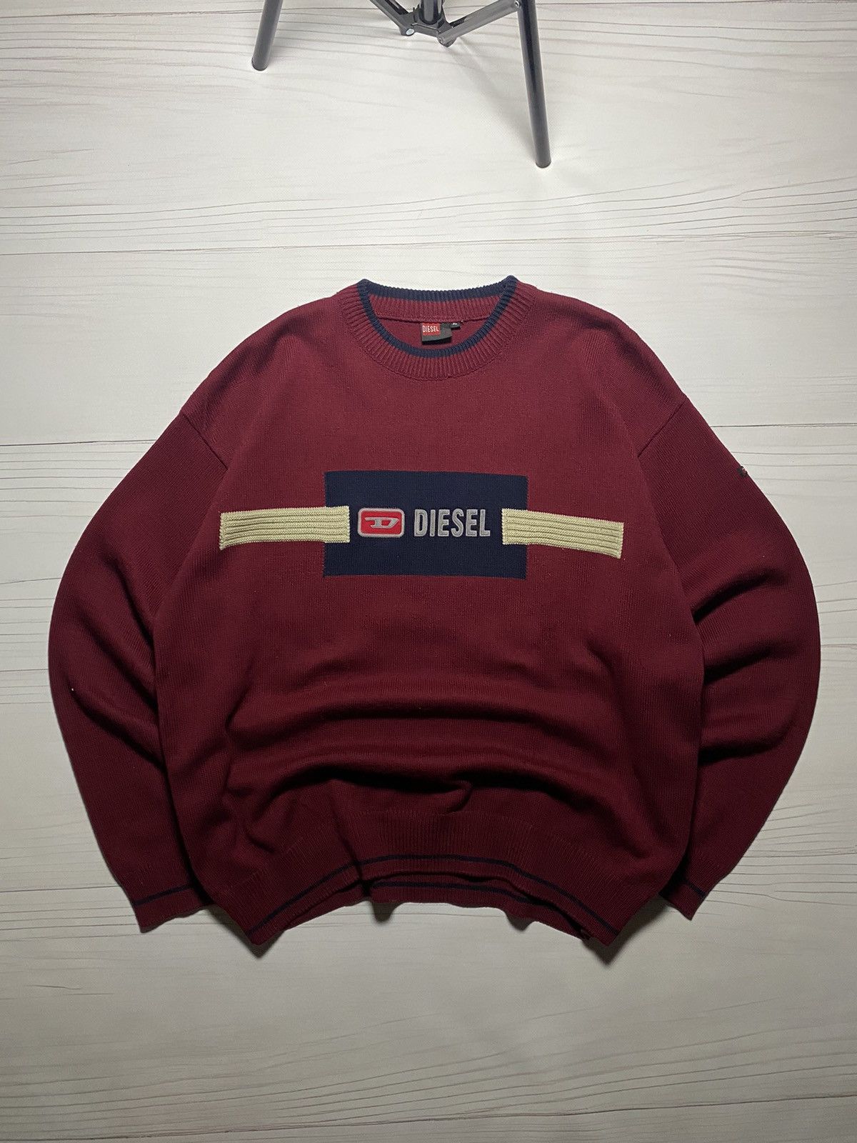 Diesel × Vintage Vintage Diesel Big Logo Box Fit oversize y2k sweater Size US XL / EU 56 / 4 - 1 Thumbnail