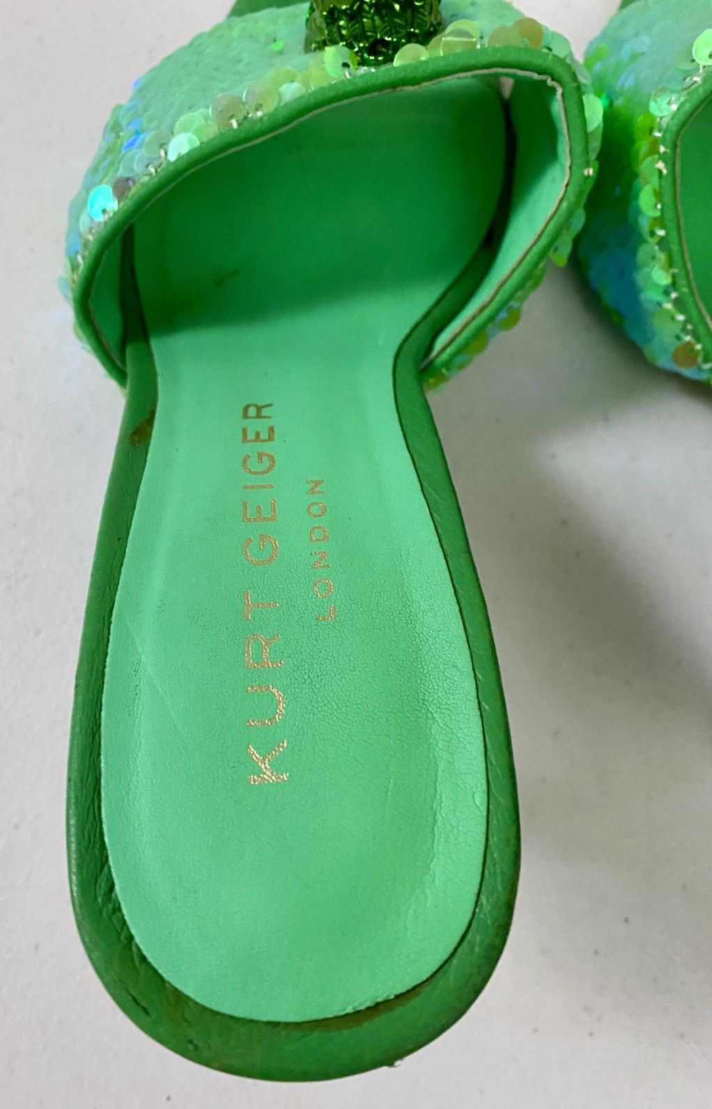 Kurt Geiger KURT GEIGER Green Kensington Sequin-Embellished Woven Mules Size US 6.5 / IT 36.5 - 12 Thumbnail