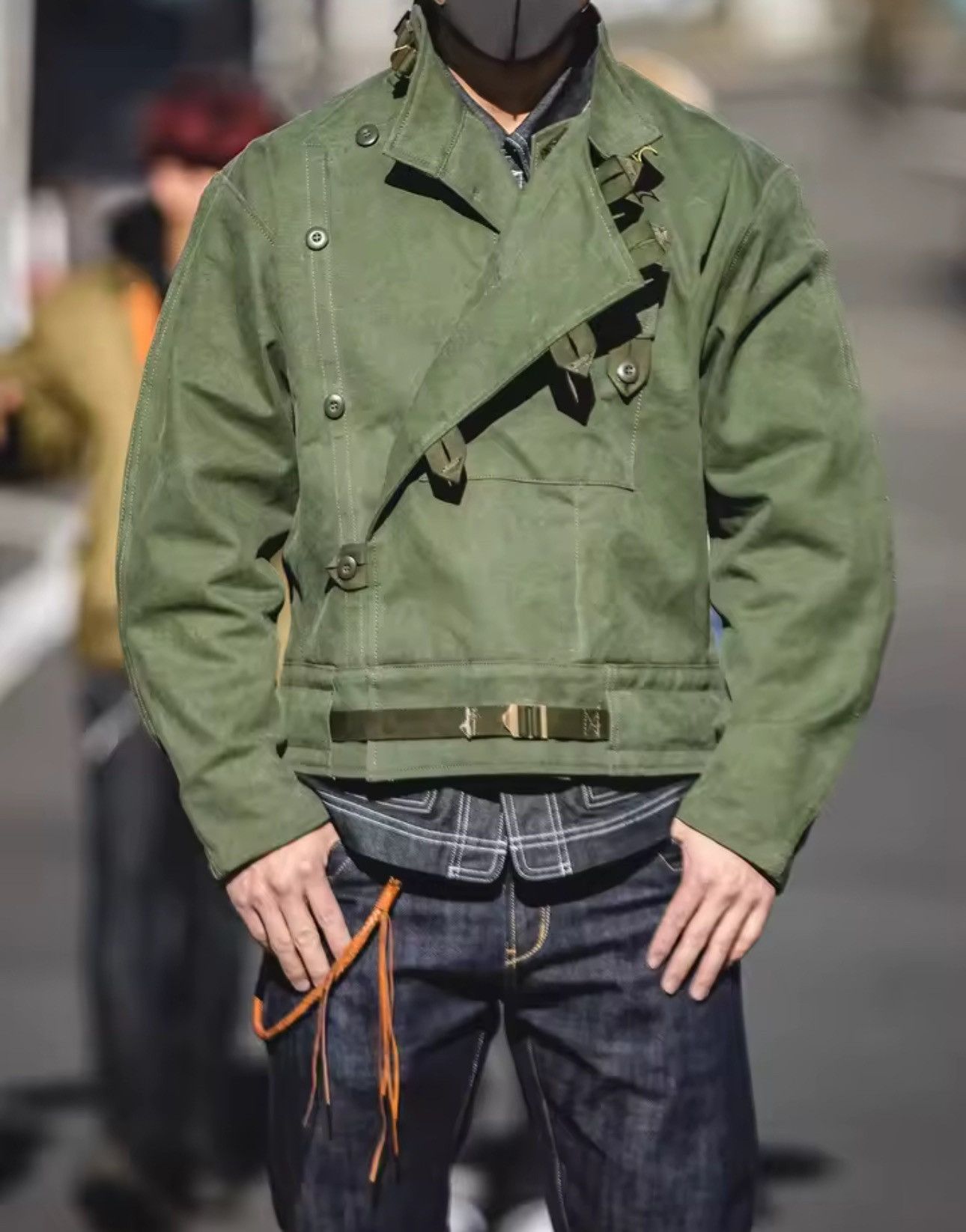 Jean Motorcycle Loose Streetwear Army Green Jacket Size US XXL / EU 58 / 5 - 2 Thumbnail