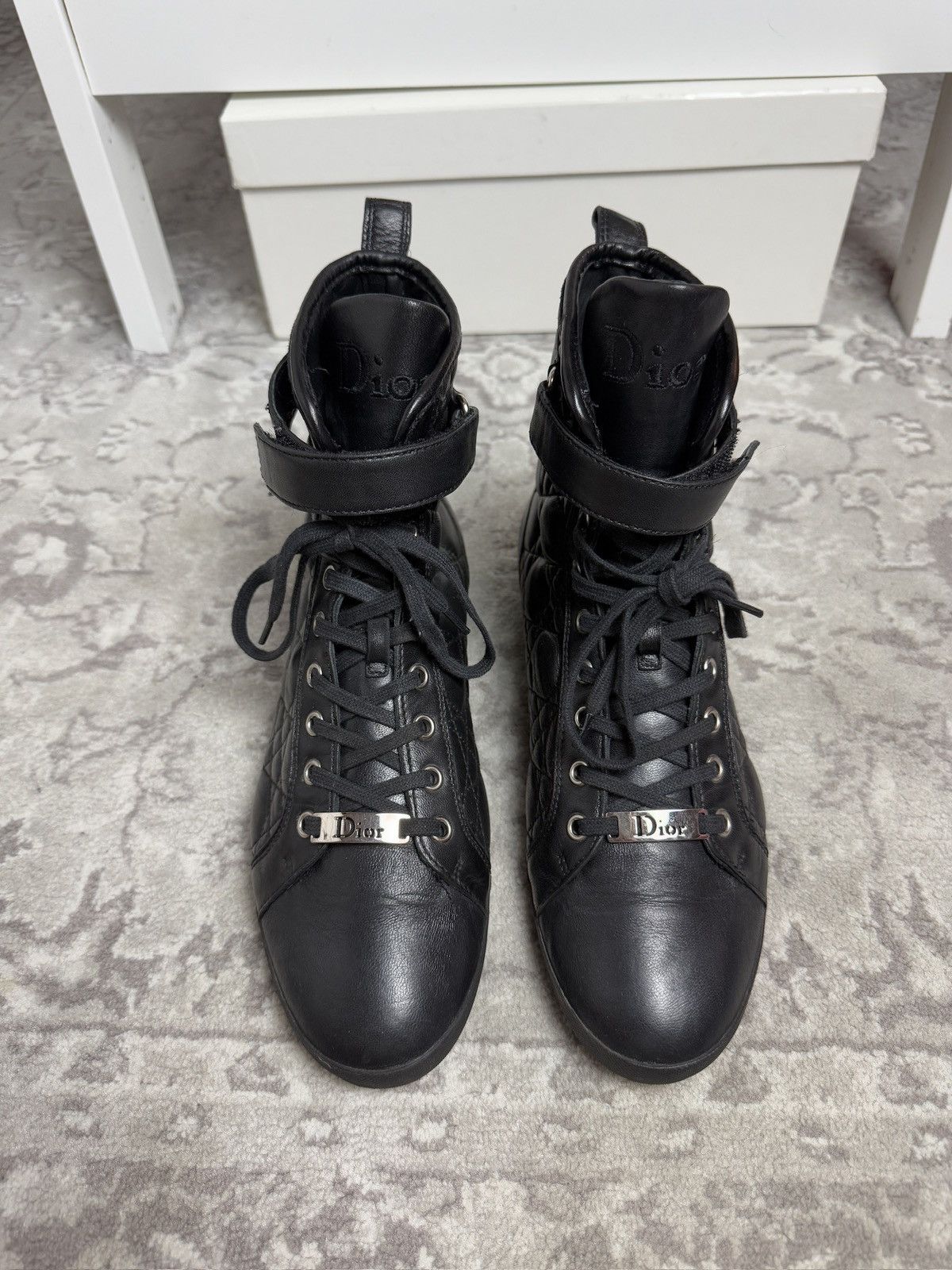 Dior × John Galliano Vintage y2k Dior leather high top boxing moto biker shoes Size US 6 / IT 36 - 3 Thumbnail