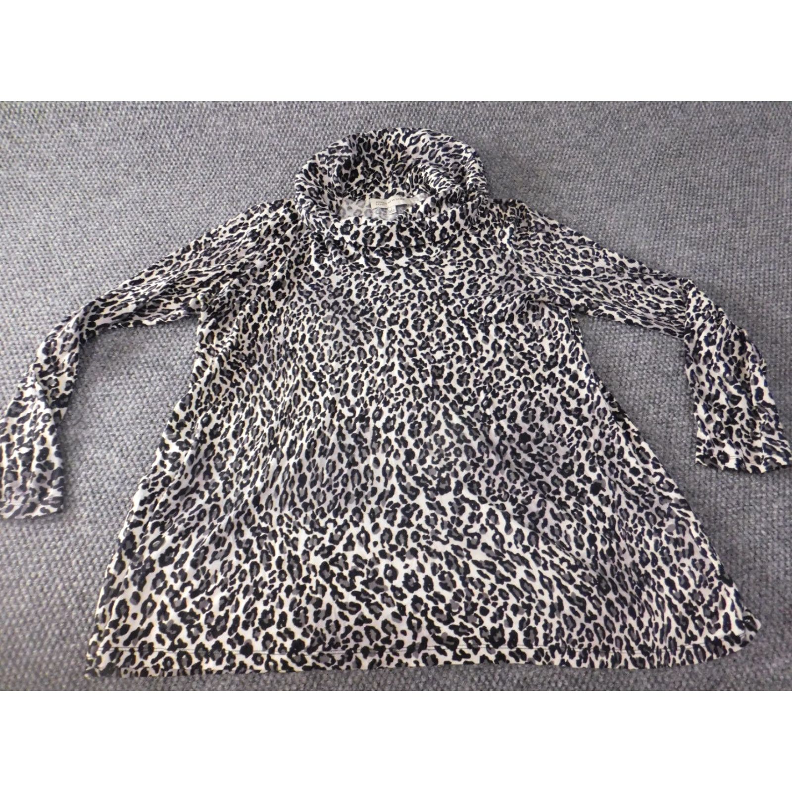 Jones New York Jones New York Blouse Shirt Womens L Gray Animal Print Turtleneck Pullover Stretch Casual Top Size L / US 10 / IT 46 - 2 Thumbnail