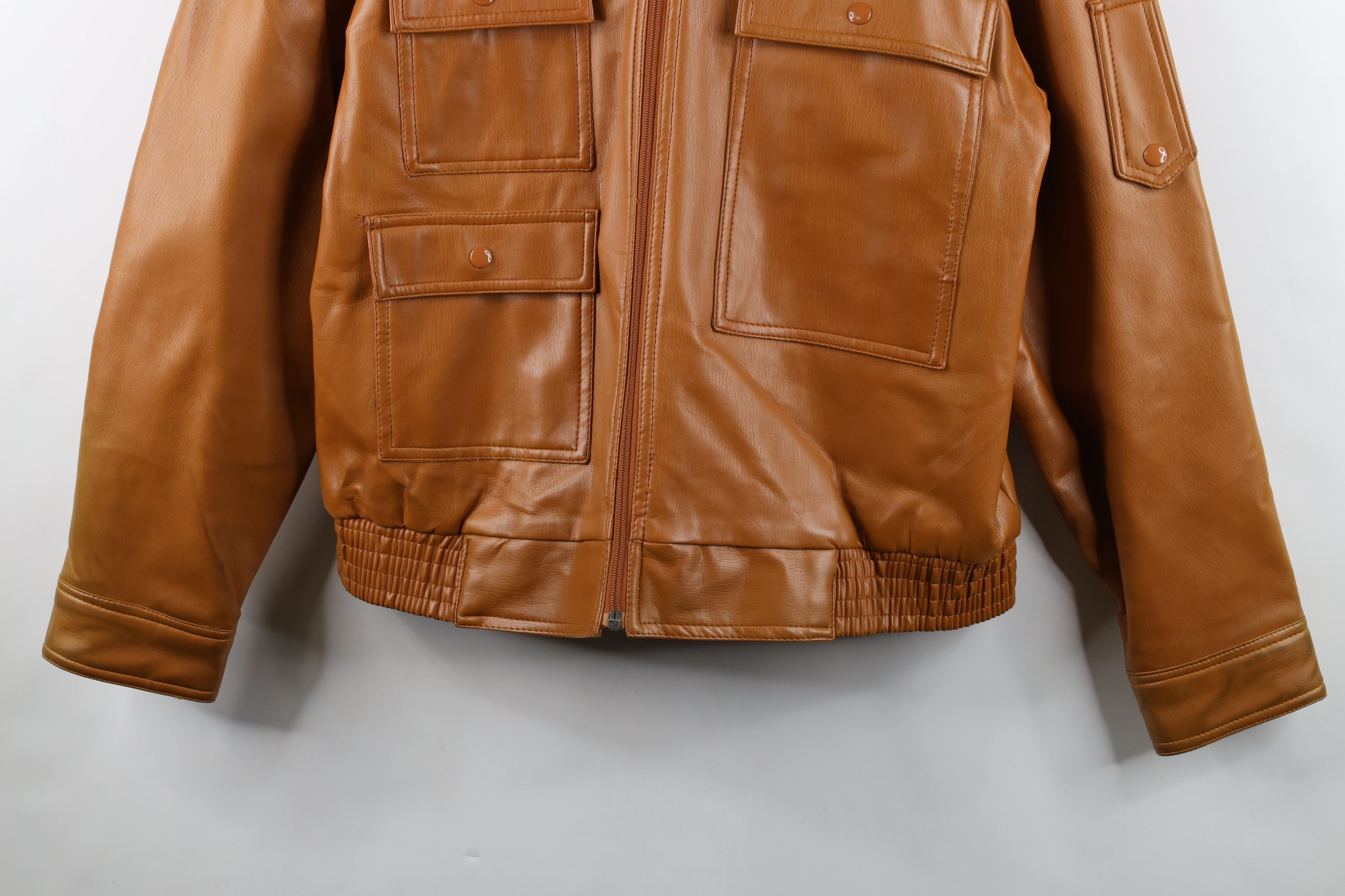 Vintage Vintage 70s Streetwear Faux Leather Flight Bomber Jacket Size US L / EU 52-54 / 3 - 3 Thumbnail