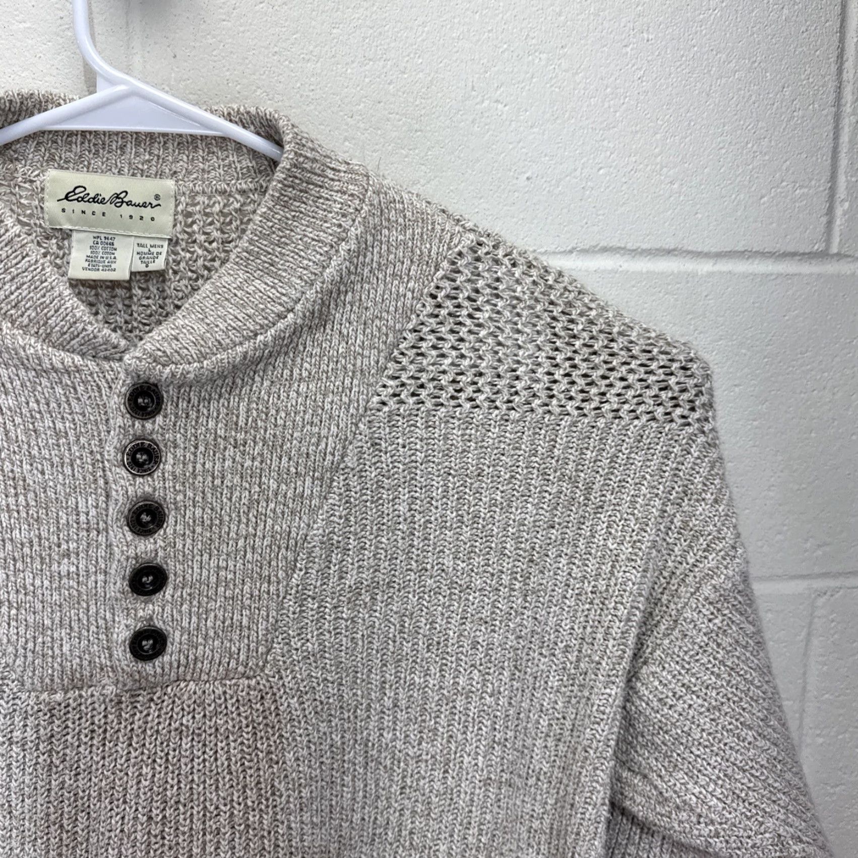 Eddie Bauer VINTAGE Eddie Bauer Cable-Knit Sweater Men’s Large Tall Beige 90s Outdoor Pullover Size US L / EU 52-54 / 3 - 6 Thumbnail