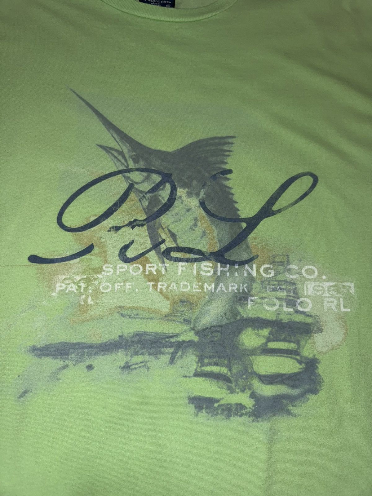Polo Ralph Lauren Vintage Polo Ralph Lauren Sport Fishing Tee Neon Green Size US XL / EU 56 / 4 - 2 Thumbnail
