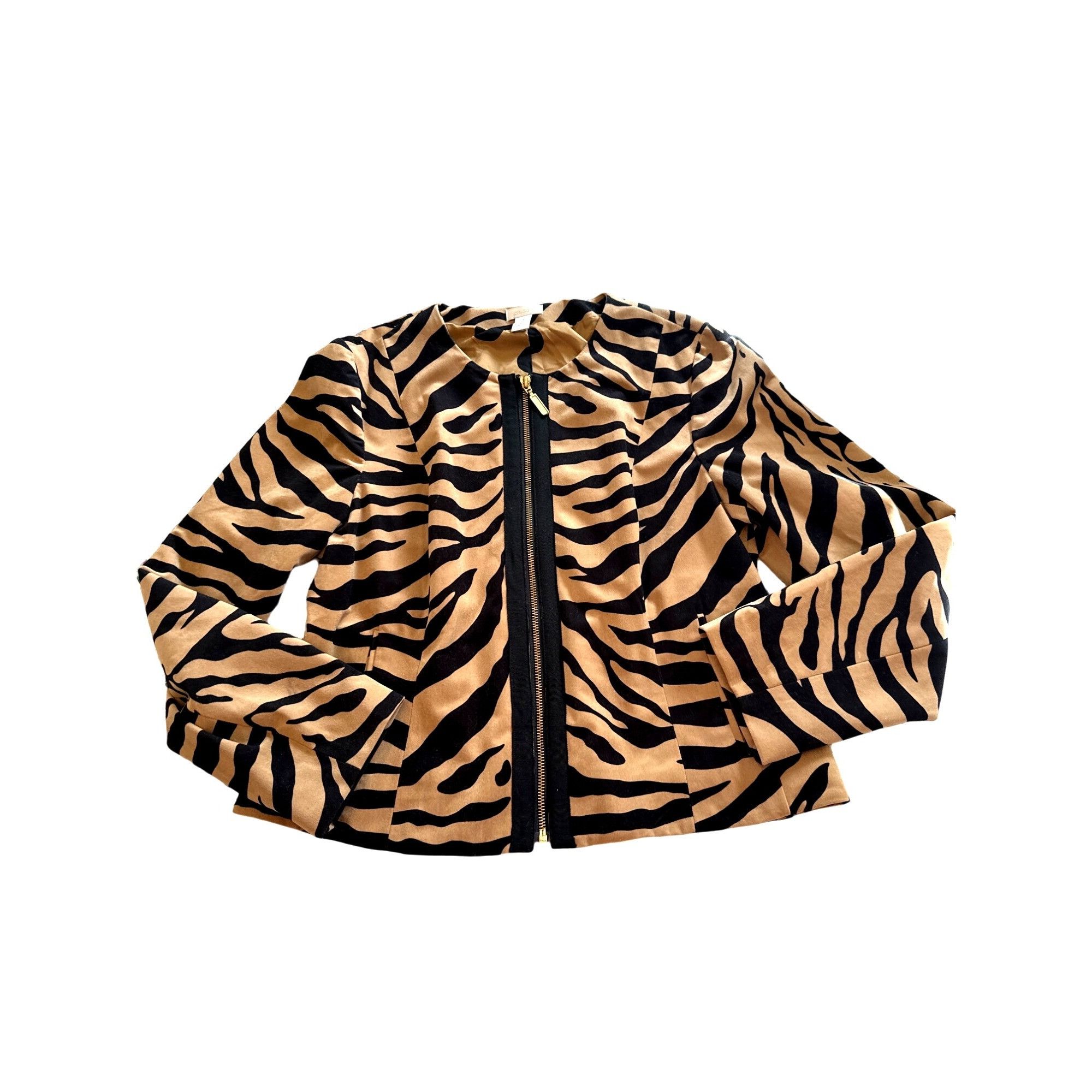 Chicos Chicos Animal Tiger Print Jacket Faux Suede Zip Front Bold S Size L / US 10 / IT 46 - 8 Thumbnail