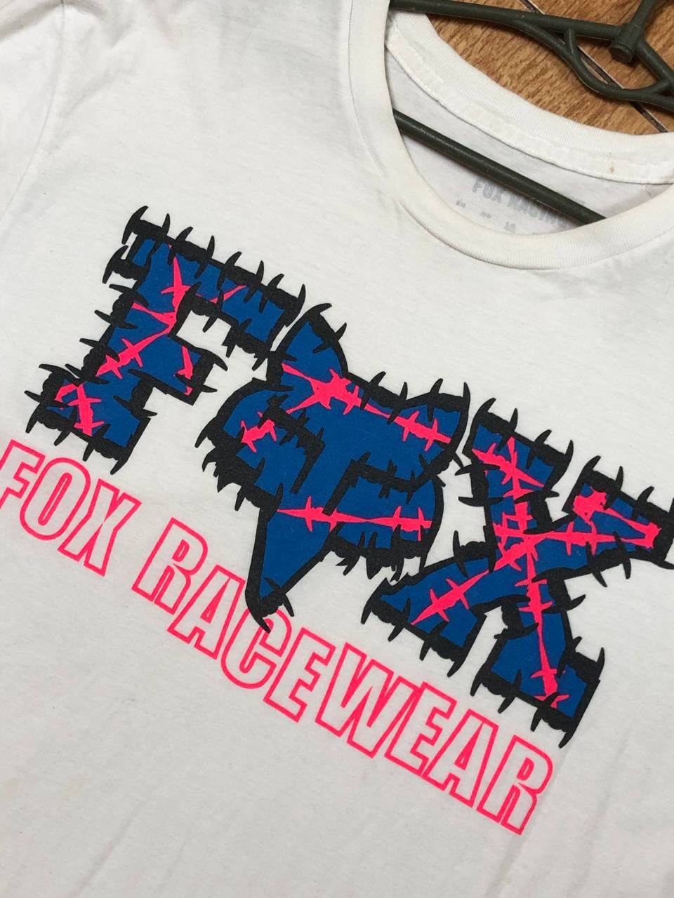 Fox Racing Streetwear T-Shirt White Big Print Fox Racing logo Crazy Y2K Size US L / EU 52-54 / 3 - 6 Thumbnail
