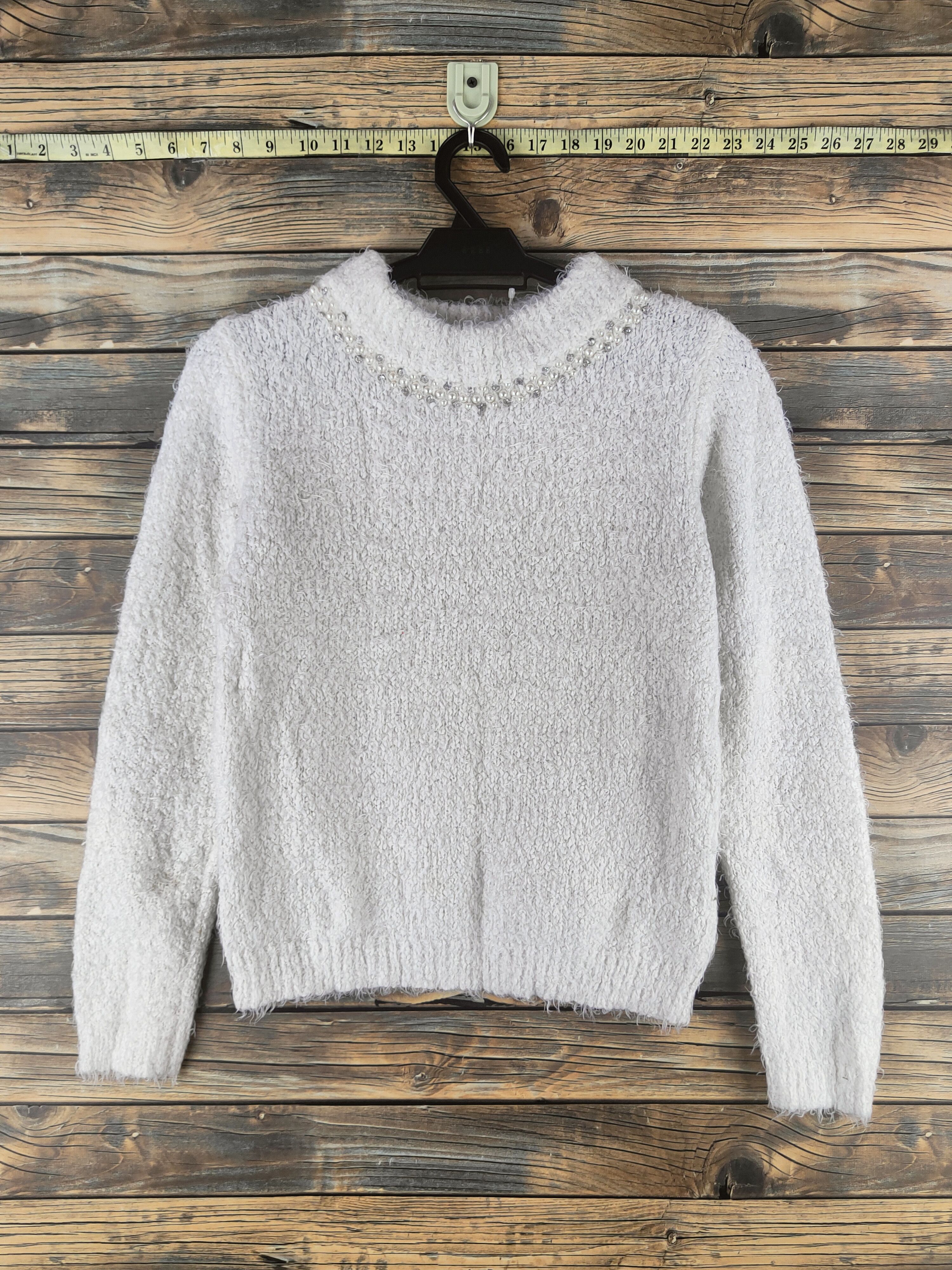 Japanese Brand DL Ann Basket White Fur Mohair Knitwear #46-511 Size S / US 4 / IT 40 - 1 Thumbnail