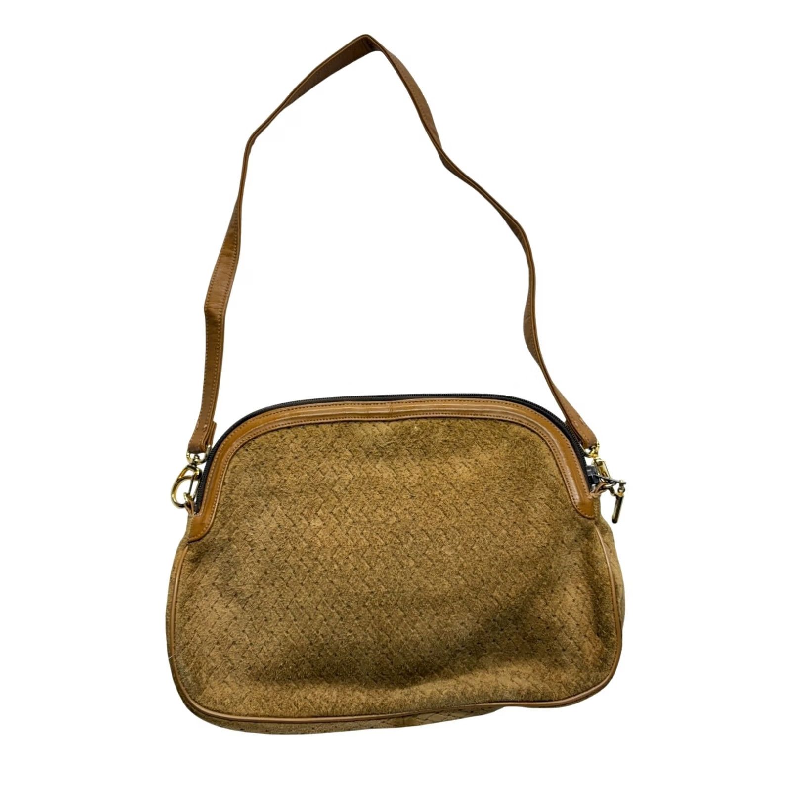 Vintage VINTAGE Meyers Tan Shoulder Bag Leather Woven Design Womens Adjustable Strap Size ONE SIZE - 2 Thumbnail