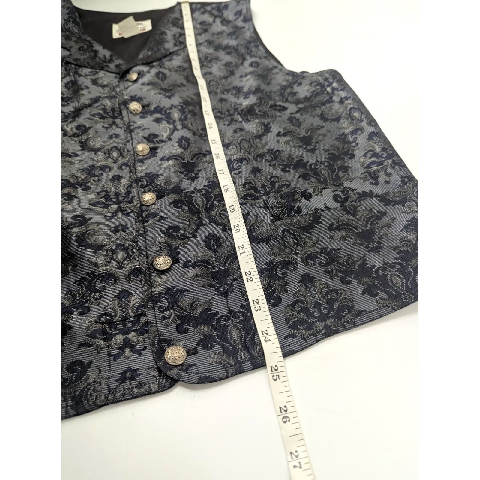 Vintage VINTAGE The Old Frontier Clothing Co Floral Vest Men's Large Gray Navy Button USA Western 80s Slim Regular Buttoned Vest Mens Size US L / EU 52-54 / 3 - 5 Thumbnail