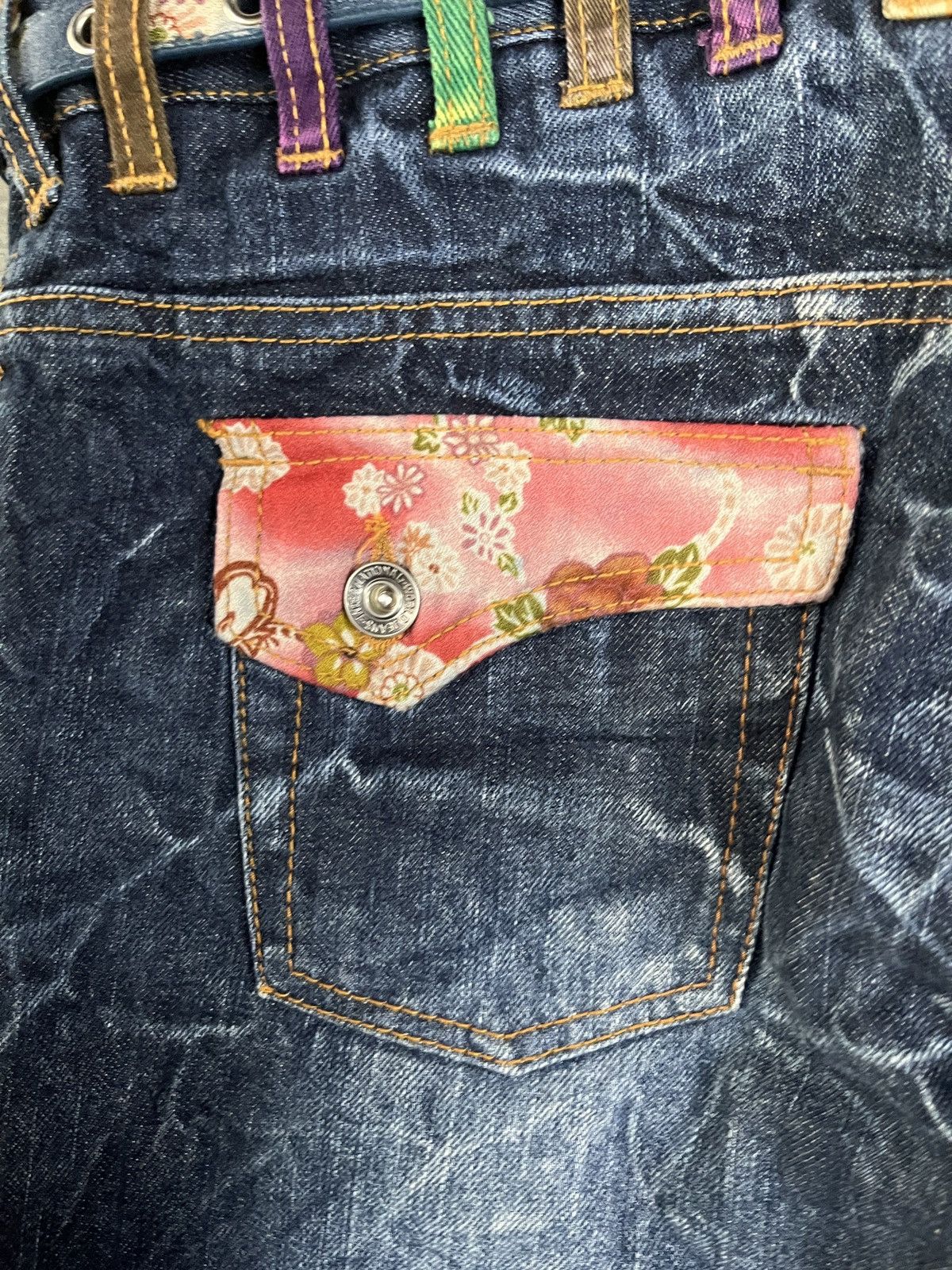 If Six Was Nine 2000s Nylaus Karakuri Double Waist Washed Denim Jeans Faded Size US 30 / EU 46 - 17 Thumbnail