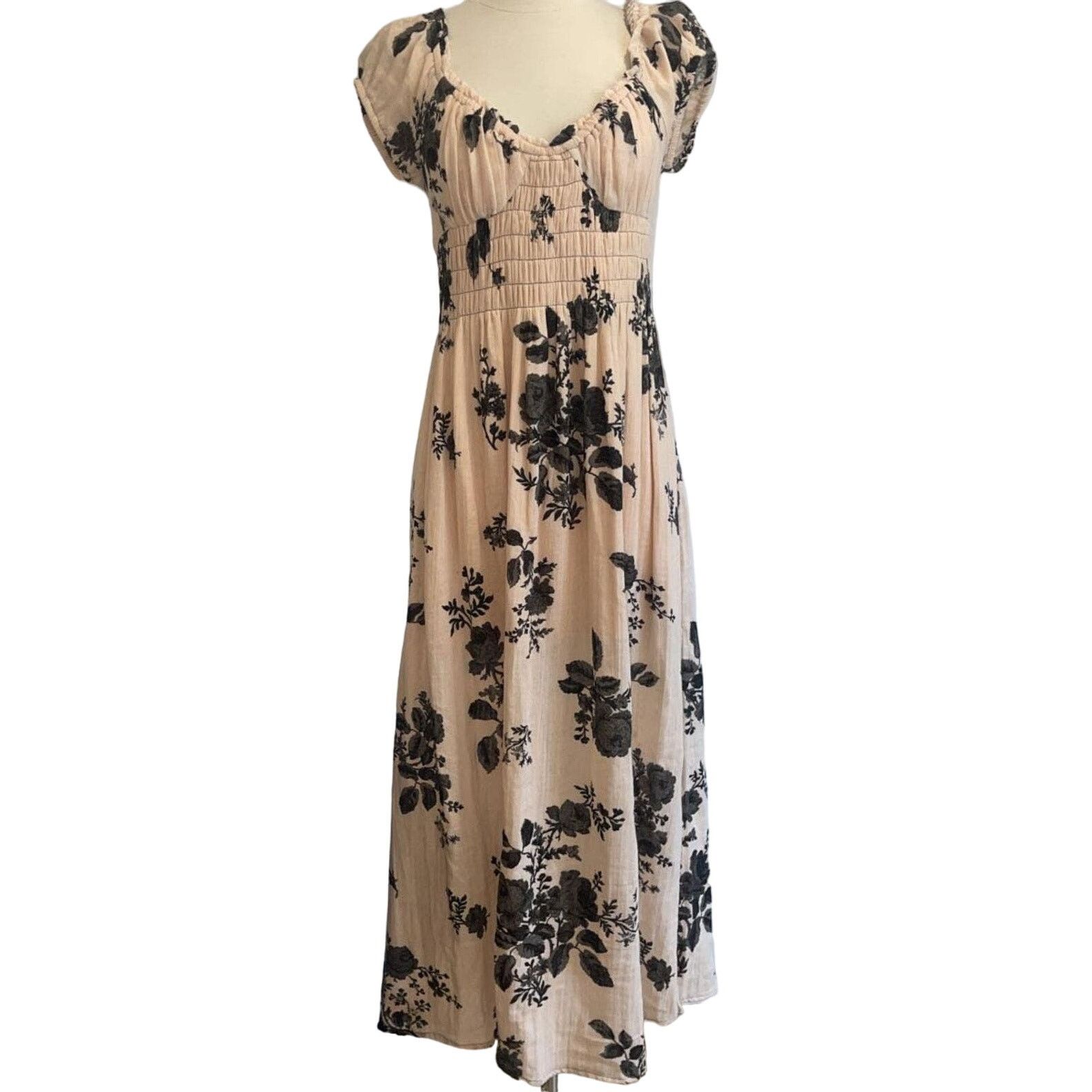 New Free People Forget Me Not Midi Dress $128 SMALL Peach