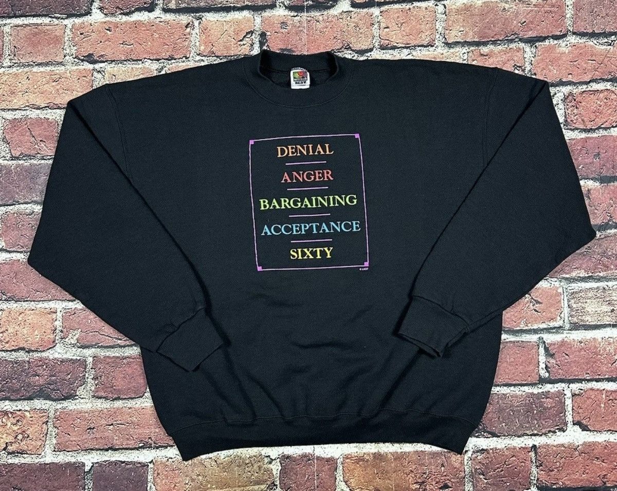 Fruit Of The Loom Funny 60th Birthday Sweatshirt Denial Anger Acceptance Sixty Size US XXL / EU 58 / 5 - 1 Thumbnail