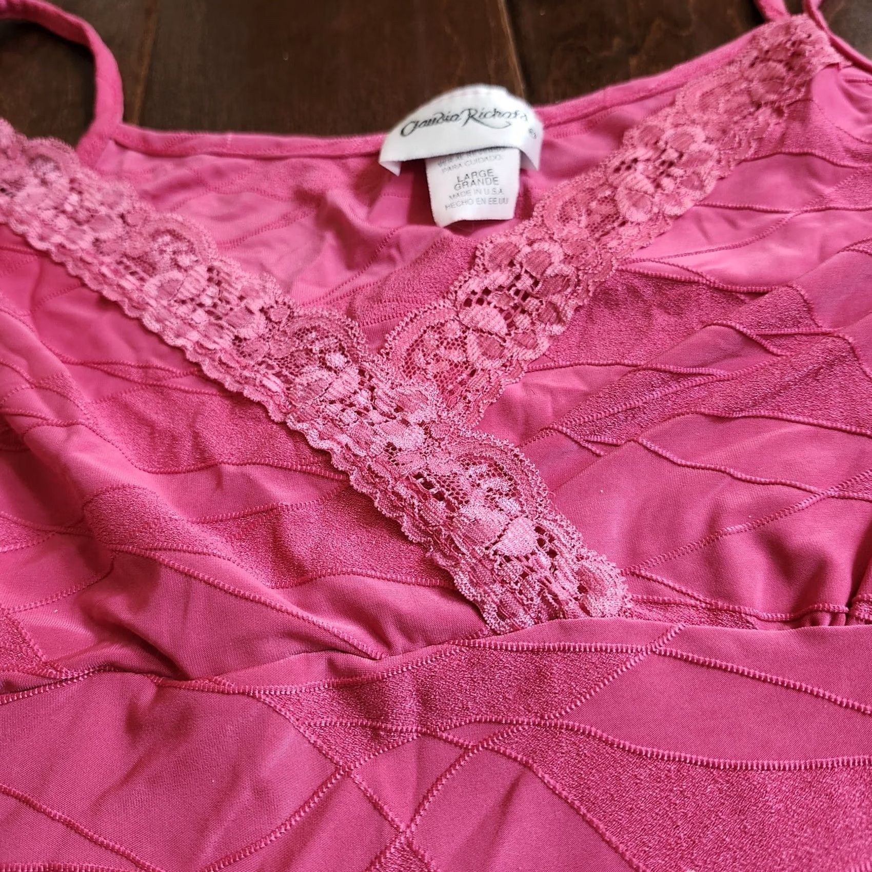 Vintage Claudia Richard Women's Tank Shirt Juniors Large Pink Lace Sleeveless Size L / US 10 / IT 46 - 4 Thumbnail