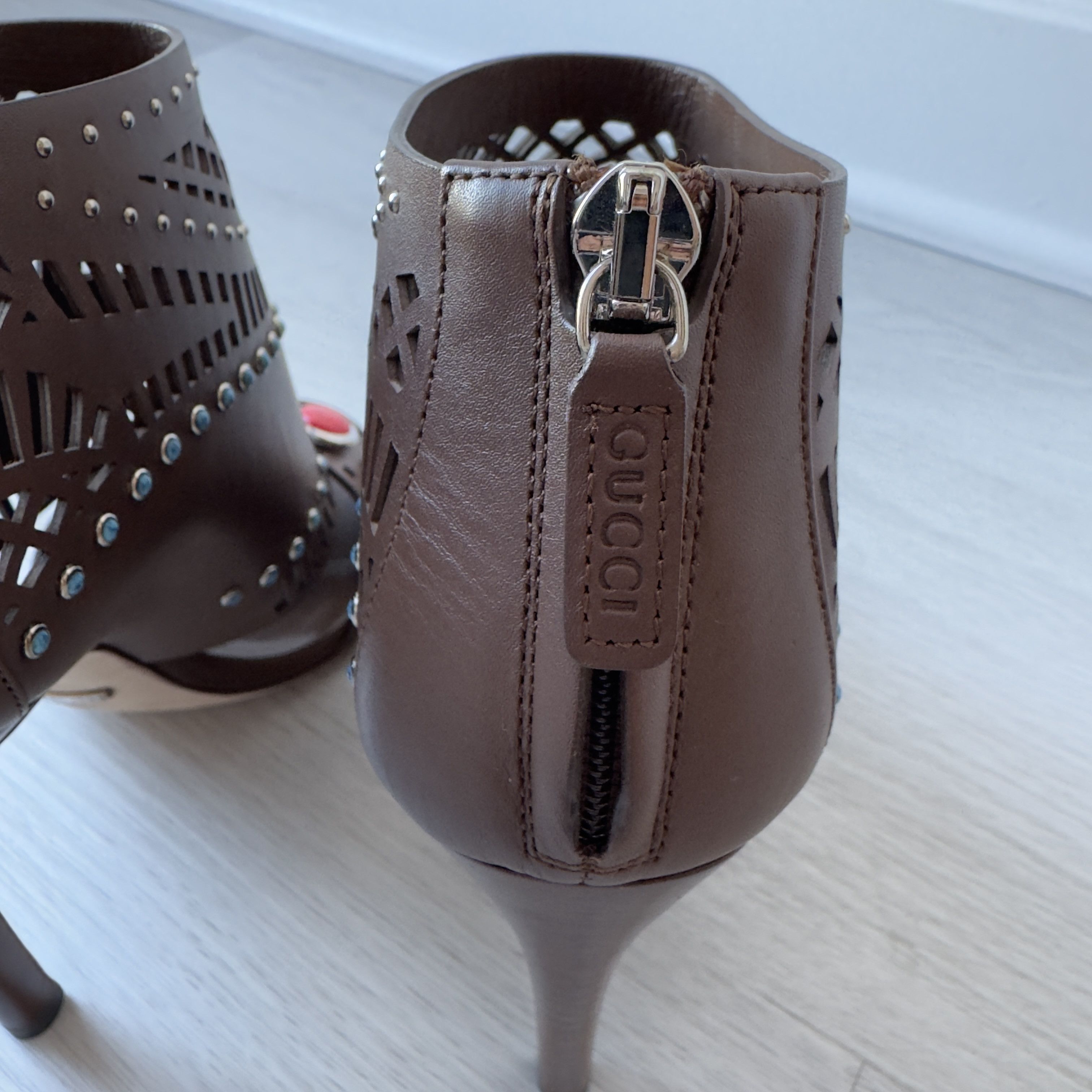 Gucci Gucci Lika Brown Ankle Boots Size US 5 / IT 35 - 6 Thumbnail