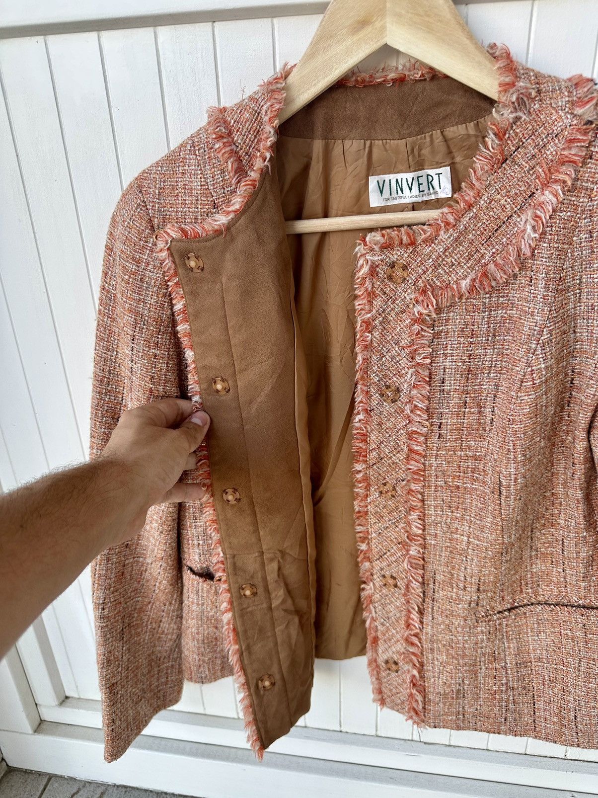 Japanese Brand Vintage Vinvert Tweed Jacket Made In Japan Size M / US 6-8 / IT 42-44 - 9 Thumbnail