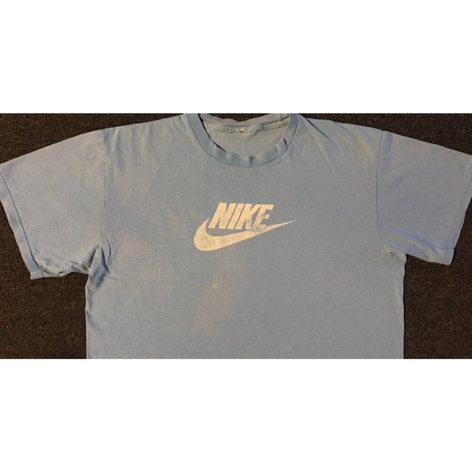 Nike VINTAGE Nike Shirt L Blue Swoosh Grunge 90s Y2K Surf Skate Hip Hop Rock 80s Mens Size US L / EU 52-54 / 3 - 4 Thumbnail