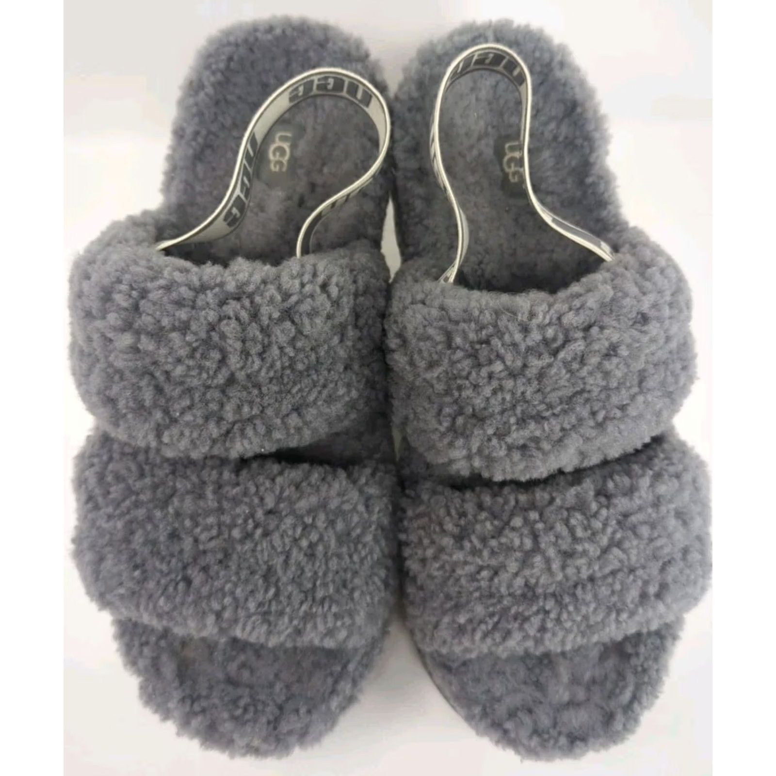 Ugg UGG Oh Fluffita Platform Slipper Women’s Size 12 43 Grey Shearling Strap Back Slides Size US 12 / IT 42 - 6 Thumbnail
