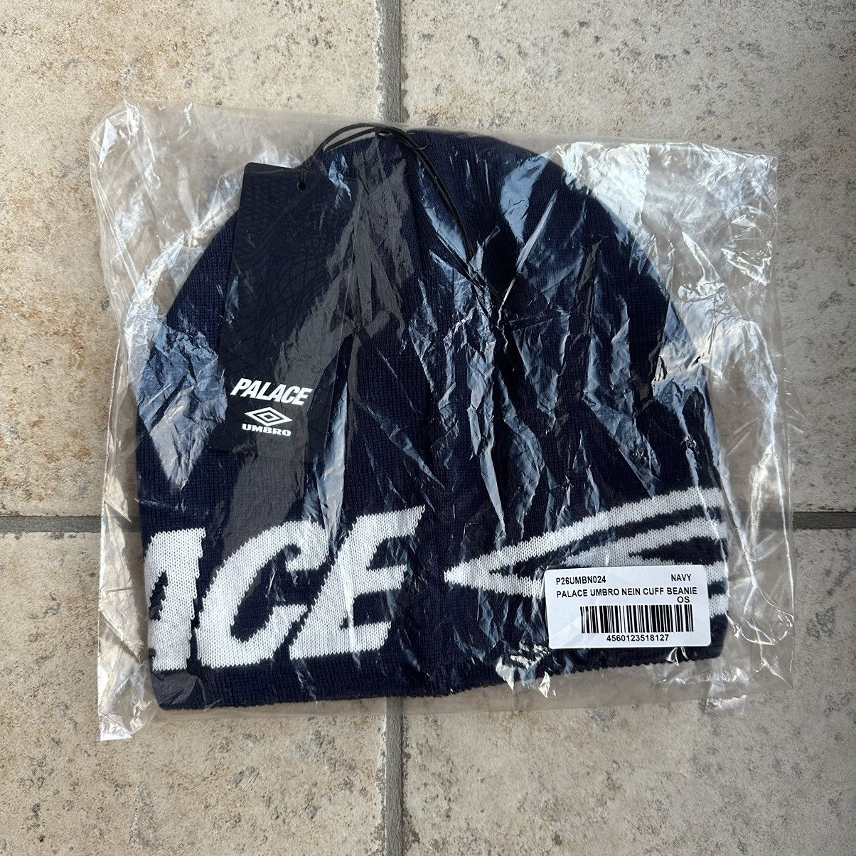 image of Palace Umbro Nein Cuff Beanie Navy, Men's