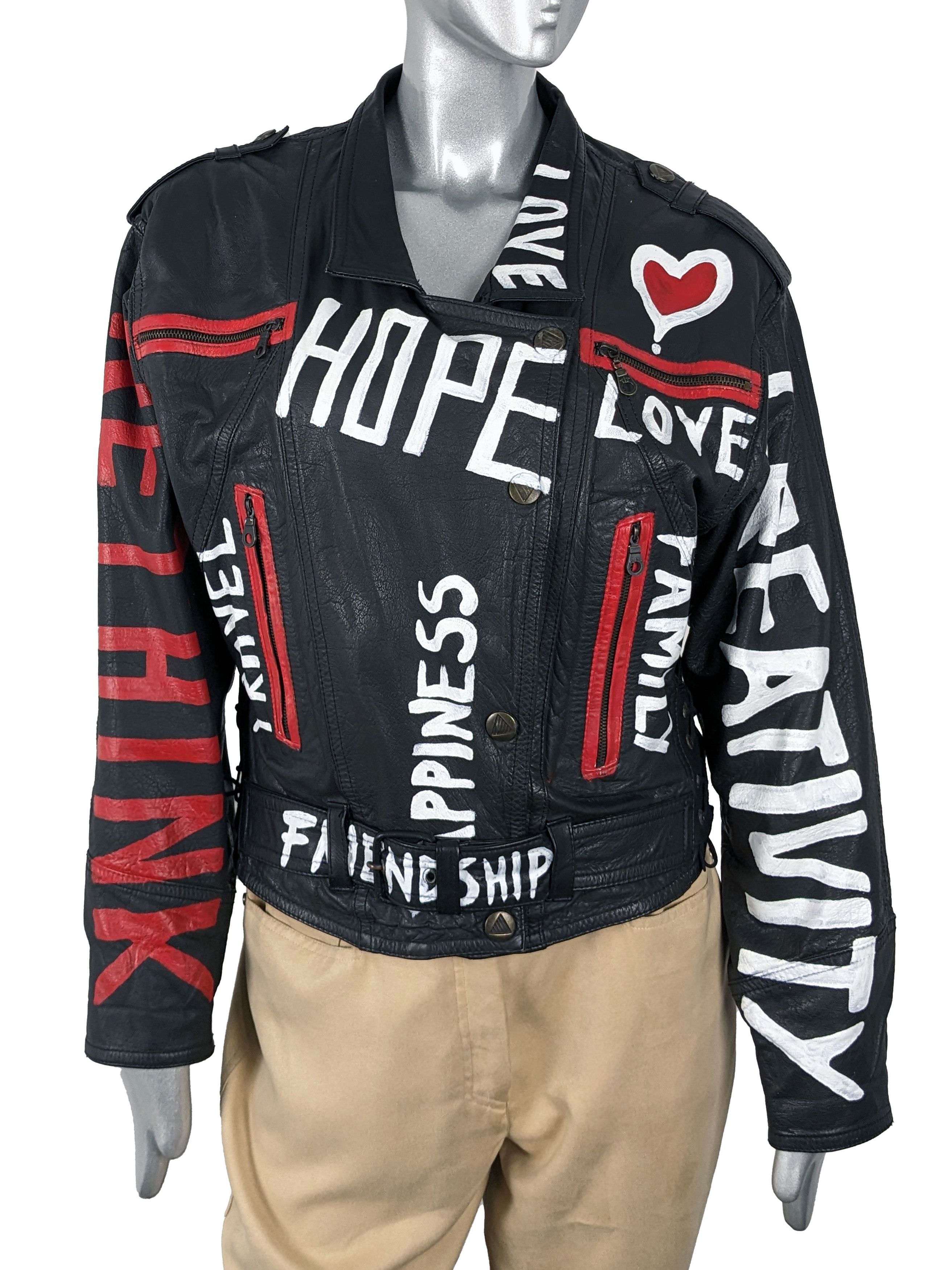 Vintage Vintage custom hand-painted leather motorcycle biker jacket Size M / US 6-8 / IT 42-44 - 6 Thumbnail