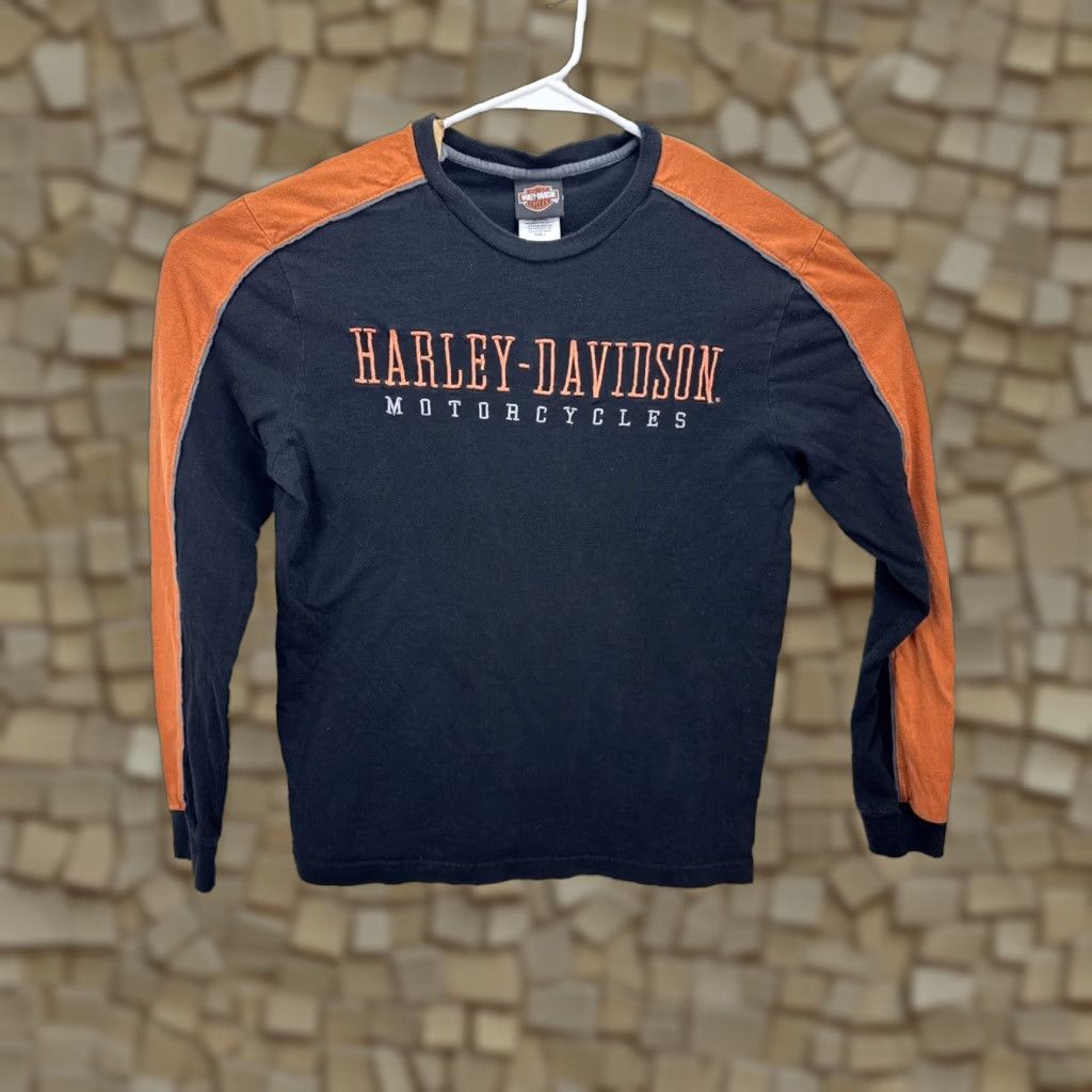 Harley Davidson Harley Davidson Women's Long Sleeve Shirt Black Orange Embroidered L Casual Biker Motorcycle Size L / US 10 / IT 46 - 1 Thumbnail