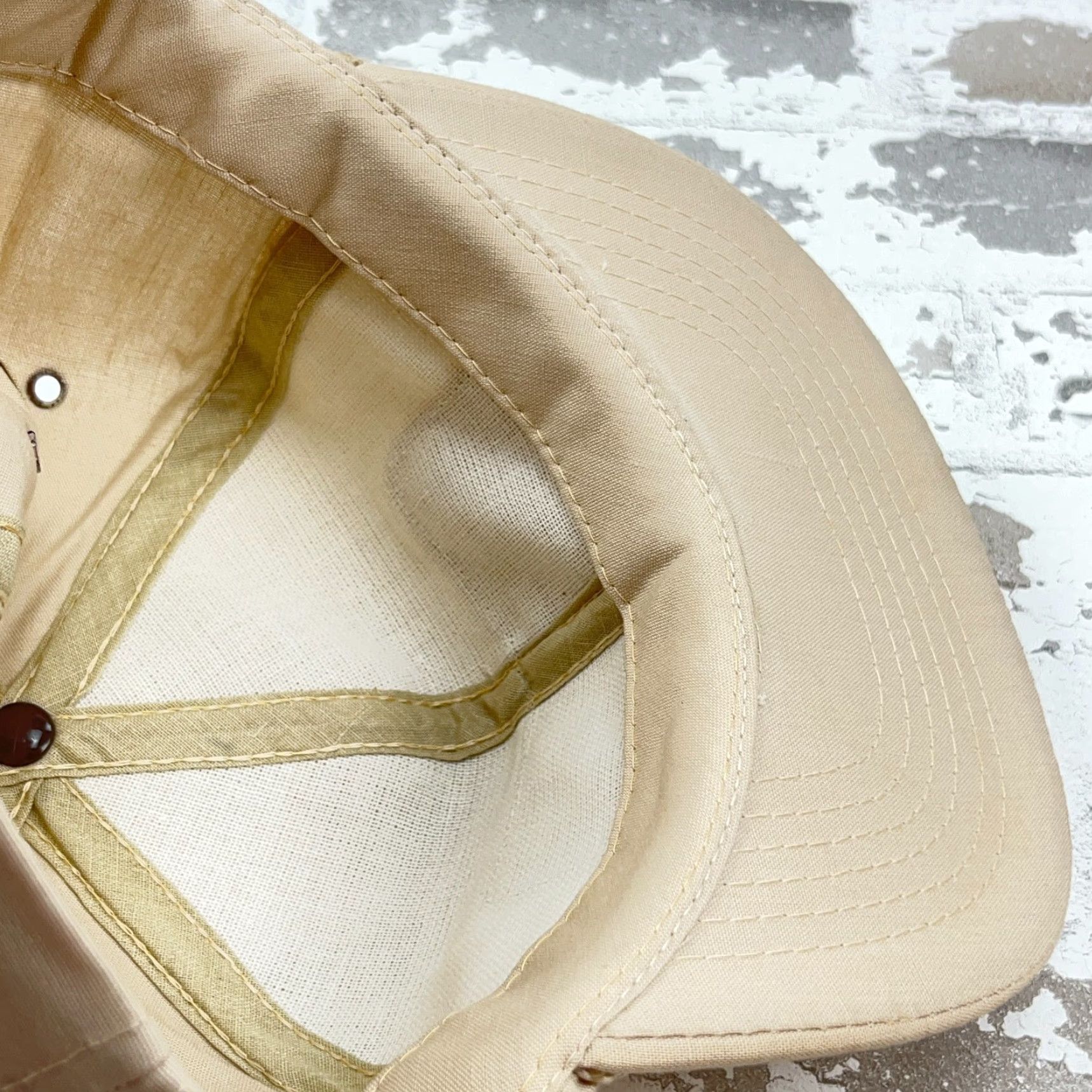 Roper Vintage Headliner Caps Trucker Hat Cap Snap Back 80s USA Patch Rope Wellston Ohio Adjustable Beige Cotton Polyester Twill Size ONE SIZE - 7 Thumbnail